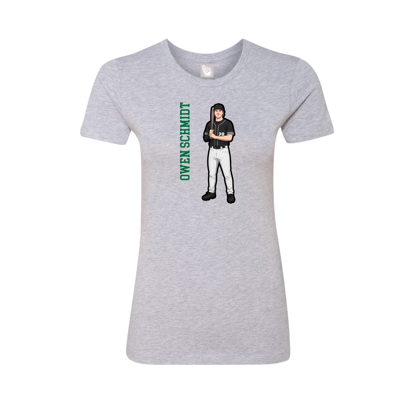 Fitted Women's Tee — Name Vertical in Grey