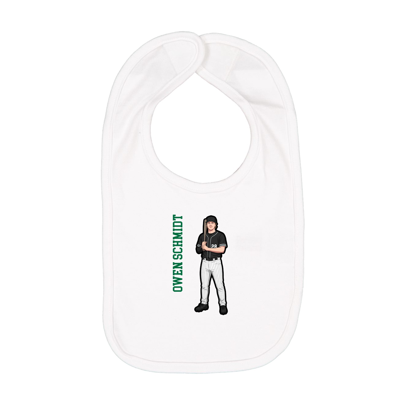 Infant Bib — Name Vertical in White