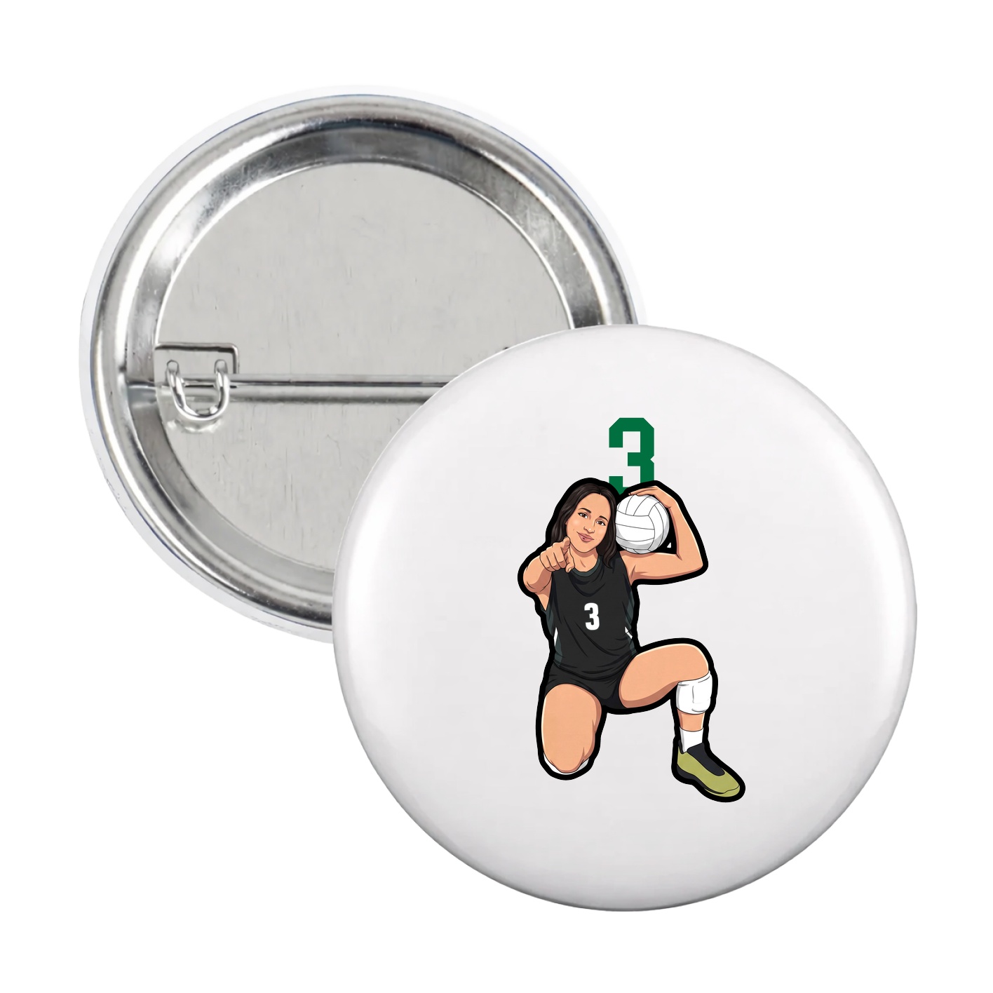 Game Day Button — Number Top in White
