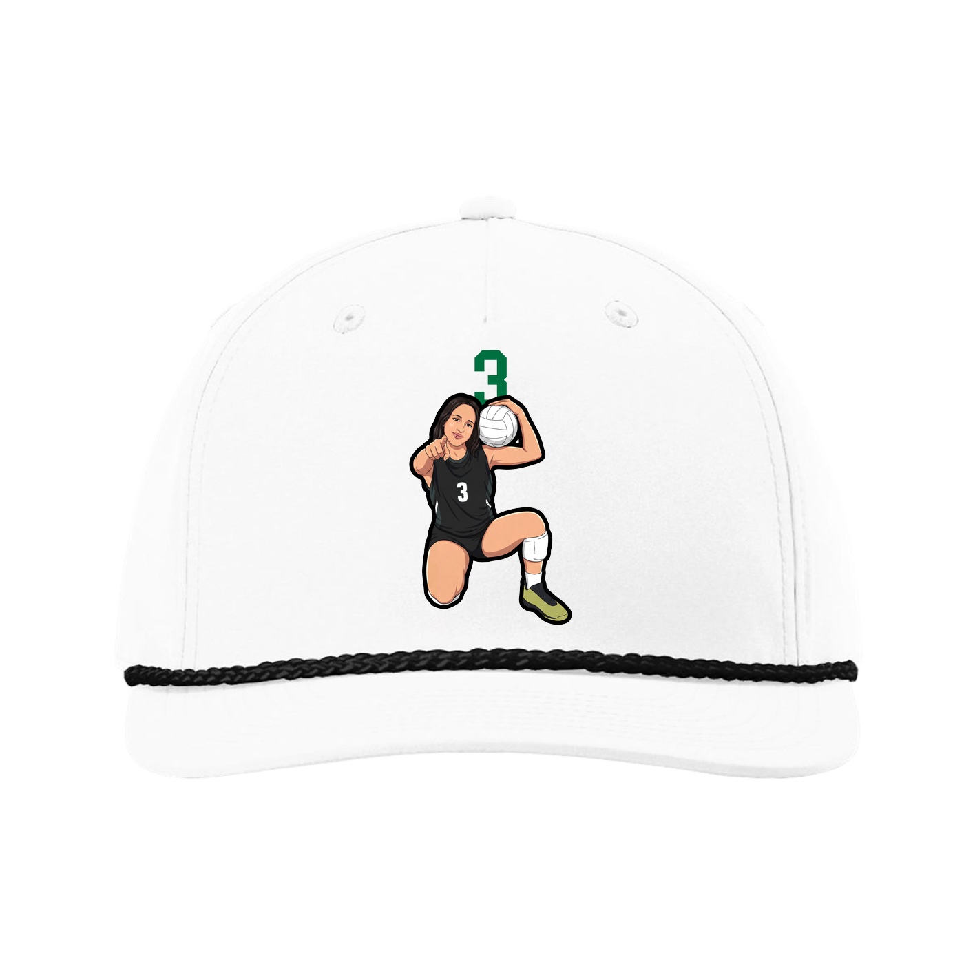 Five-Panel Classic Rope Cap — Number Top in White