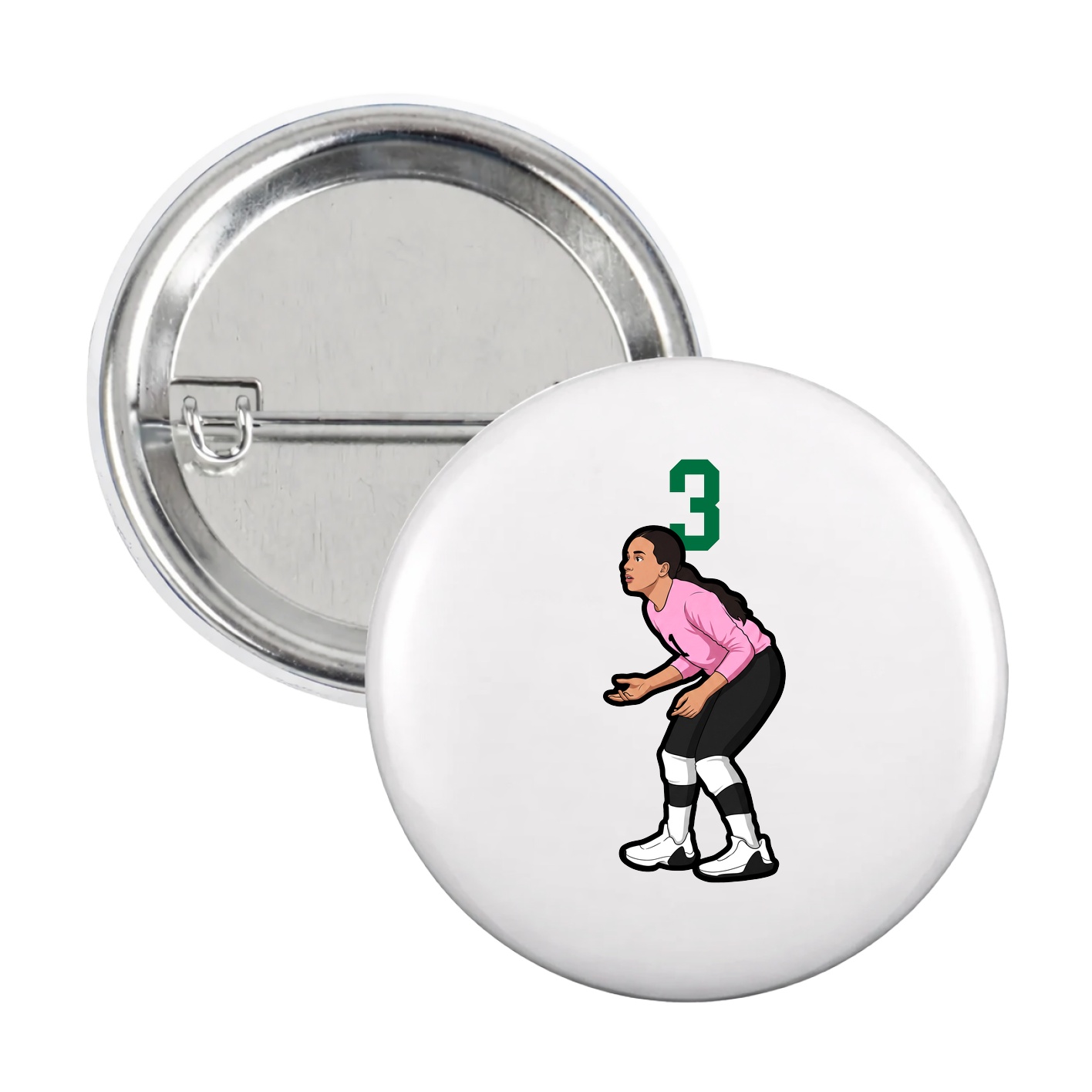 Game Day Button — Number Top in White