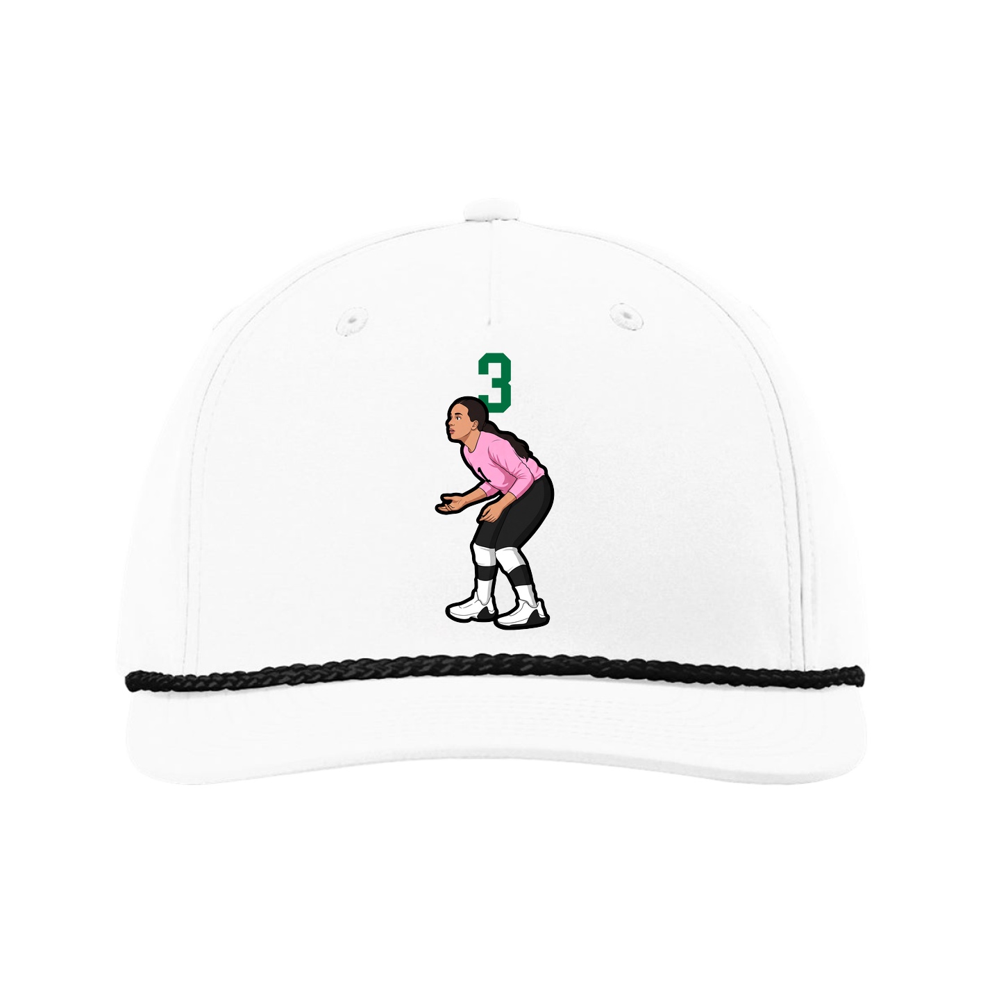 Five-Panel Classic Rope Cap — Number Top in White