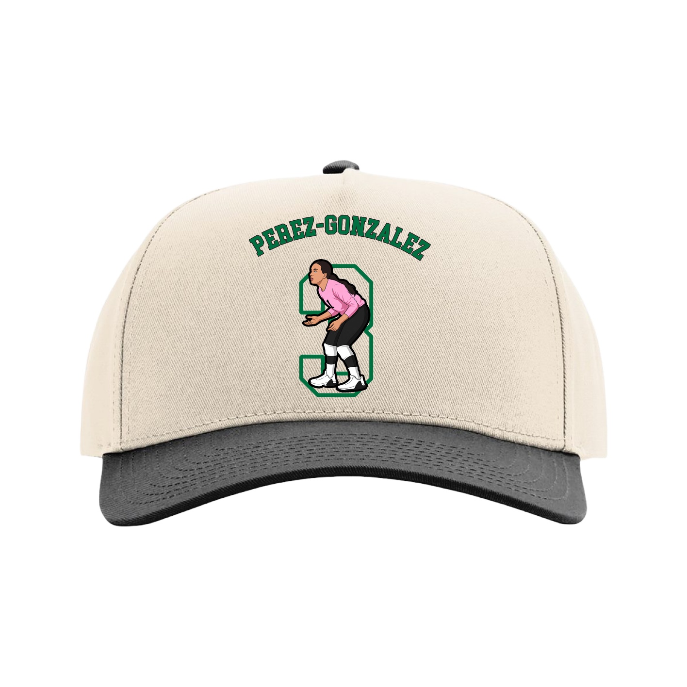 Full Fabric Five-Panel Champ Cap — Shirsey Arch in Cream/Black