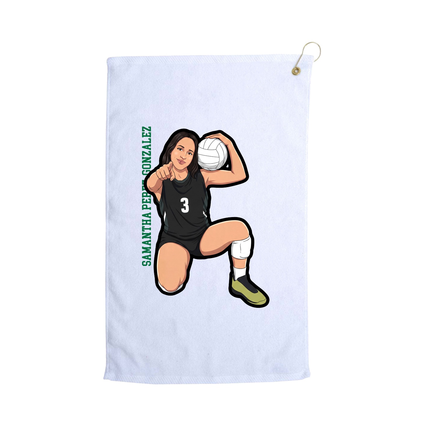 Golf Towel — Name Vertical in White