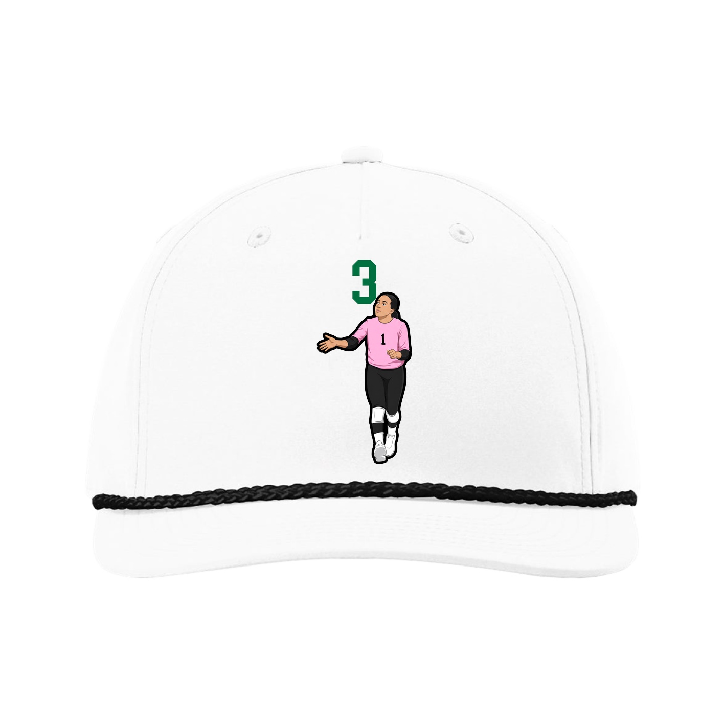 Five-Panel Classic Rope Cap — Number Top in White