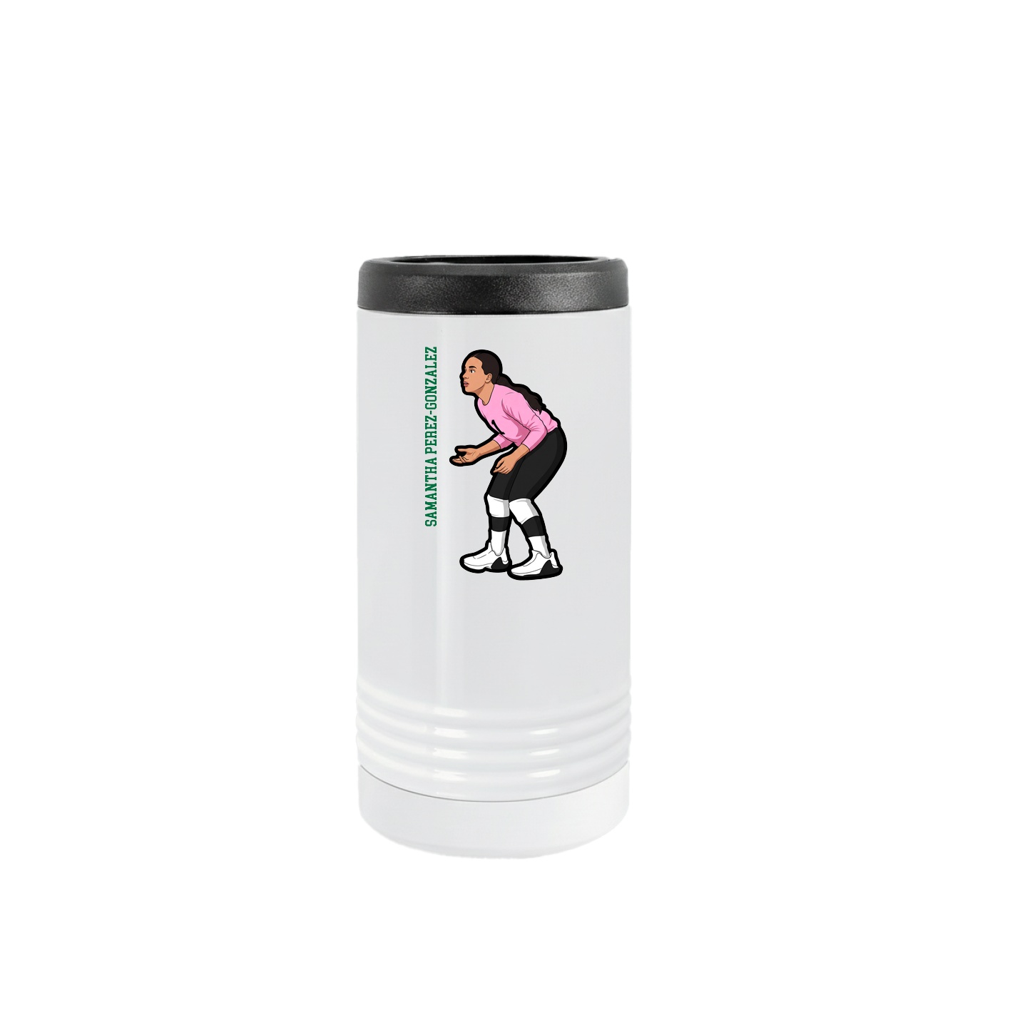 Slim Beverage Holder — Name Vertical in White