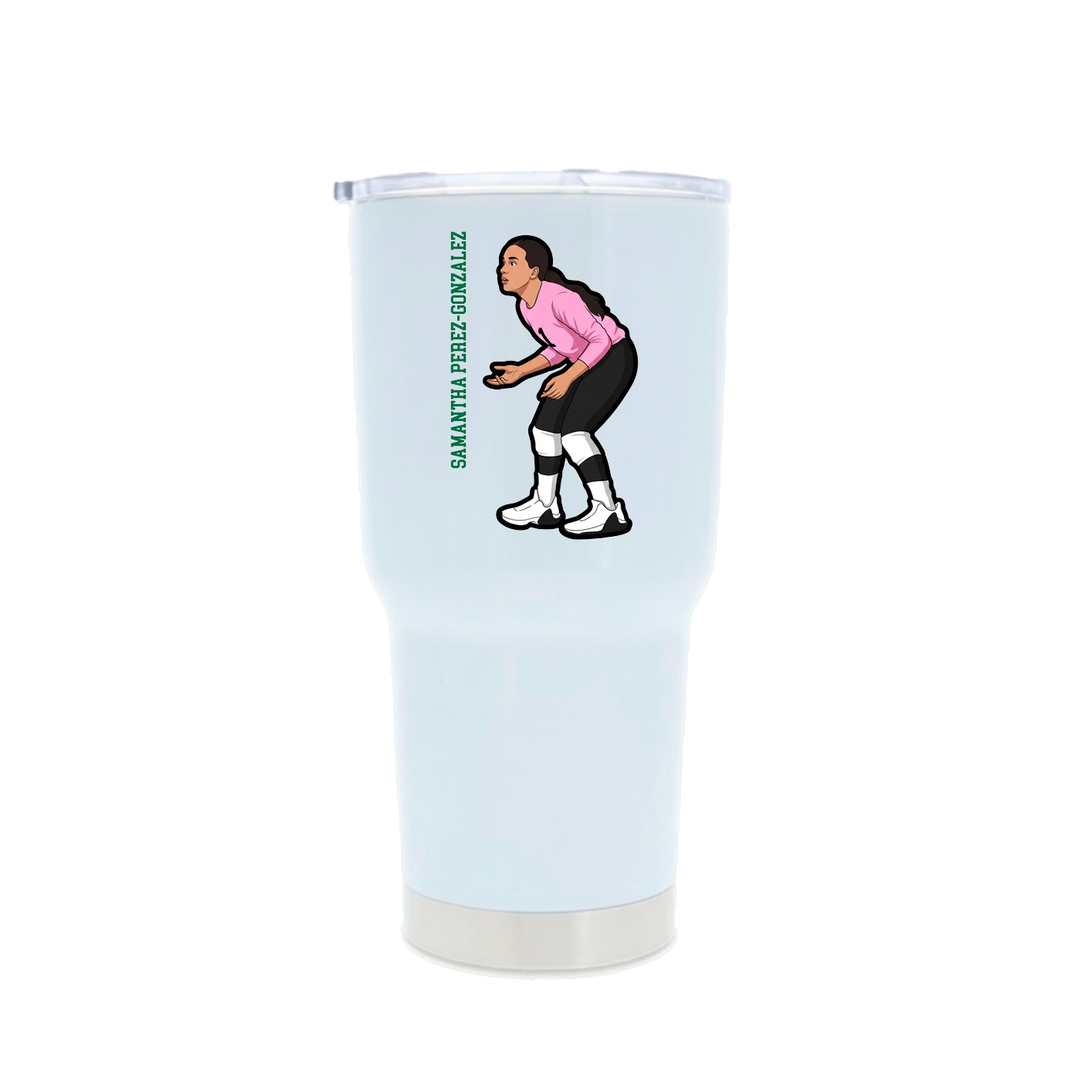 30oz Stainless Steel Tumbler — Name Vertical in White