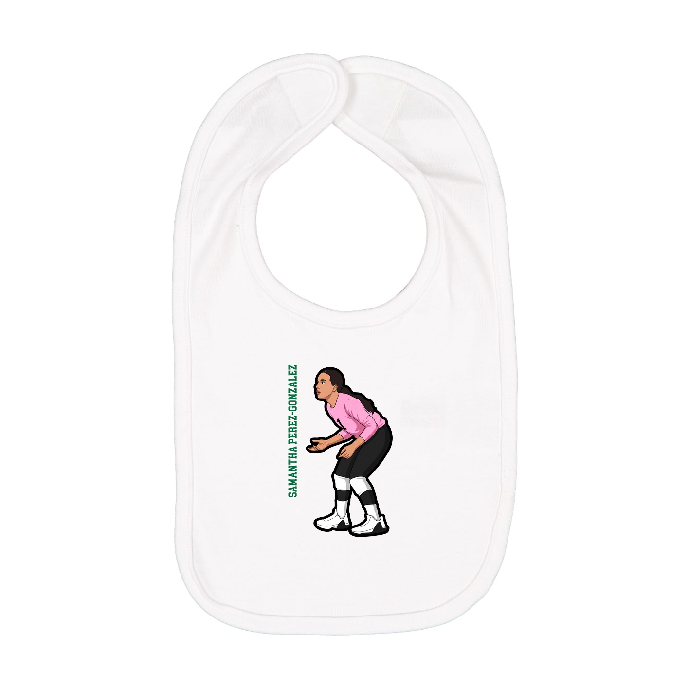 Infant Bib — Name Vertical in White