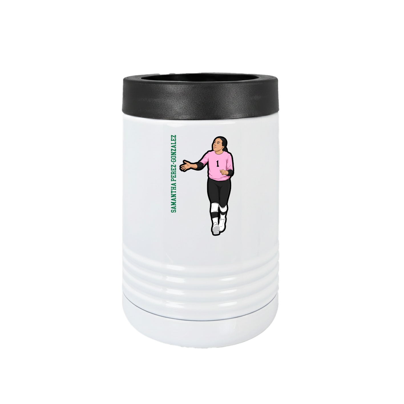 Beverage Holder — Name Vertical in White