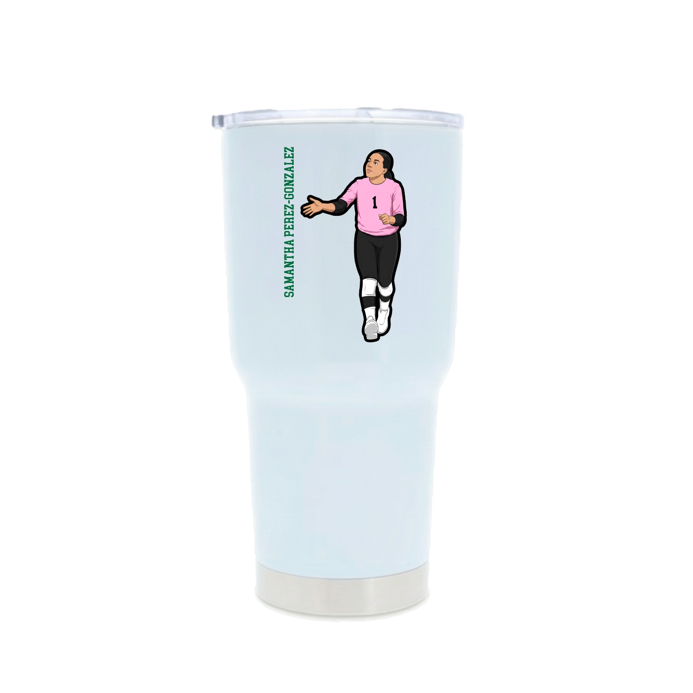 30oz Stainless Steel Tumbler — Name Vertical in White