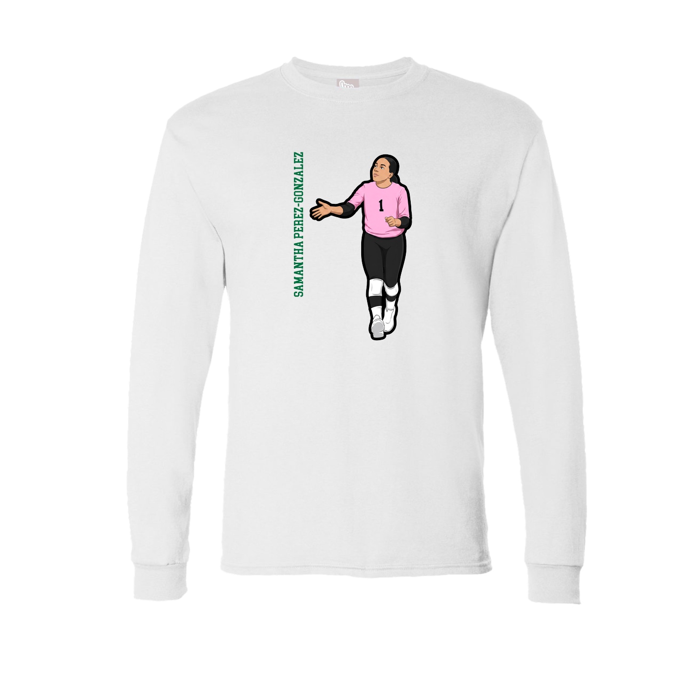 Long Sleeve Tee — Name Vertical in White