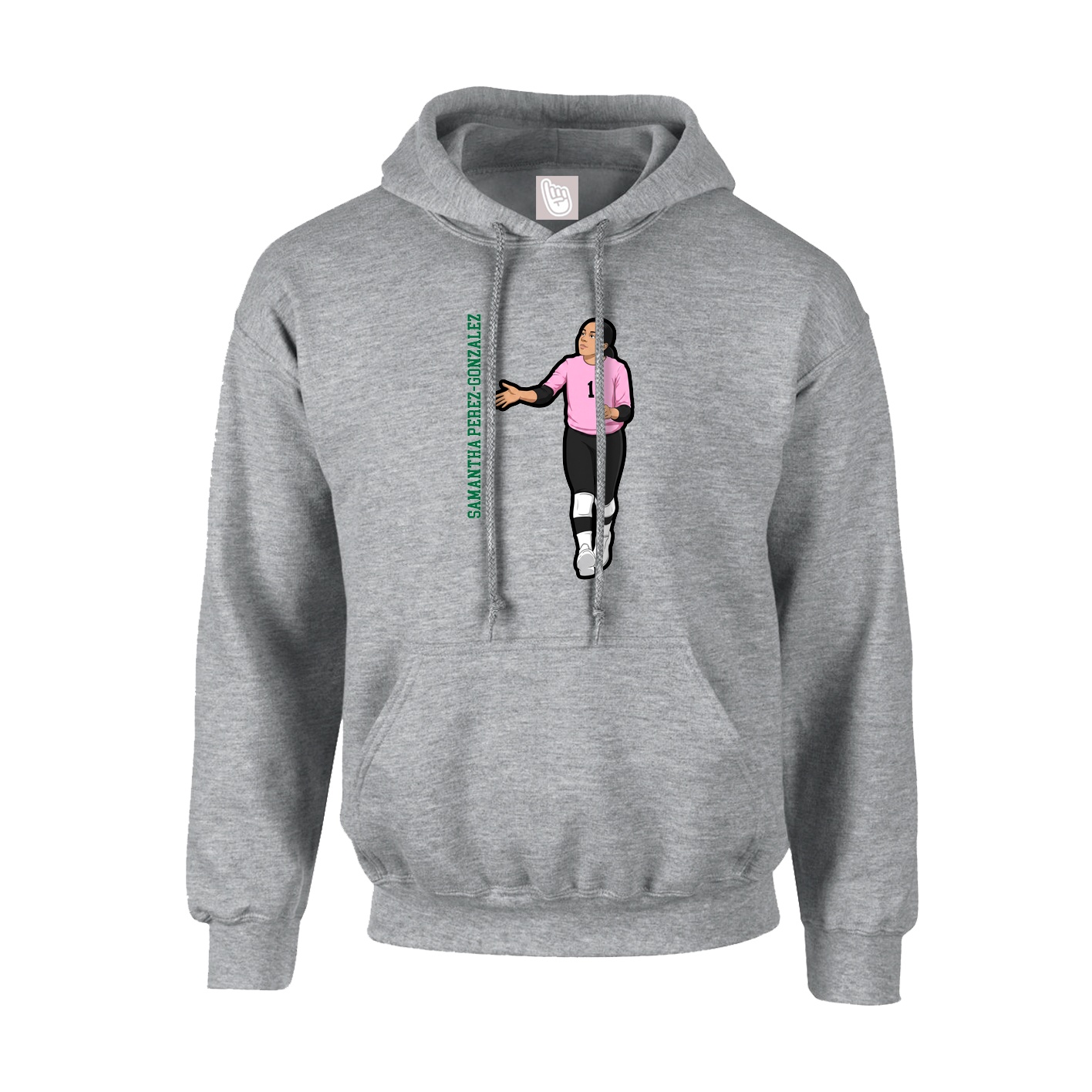 Hoodie — Name Vertical in Grey