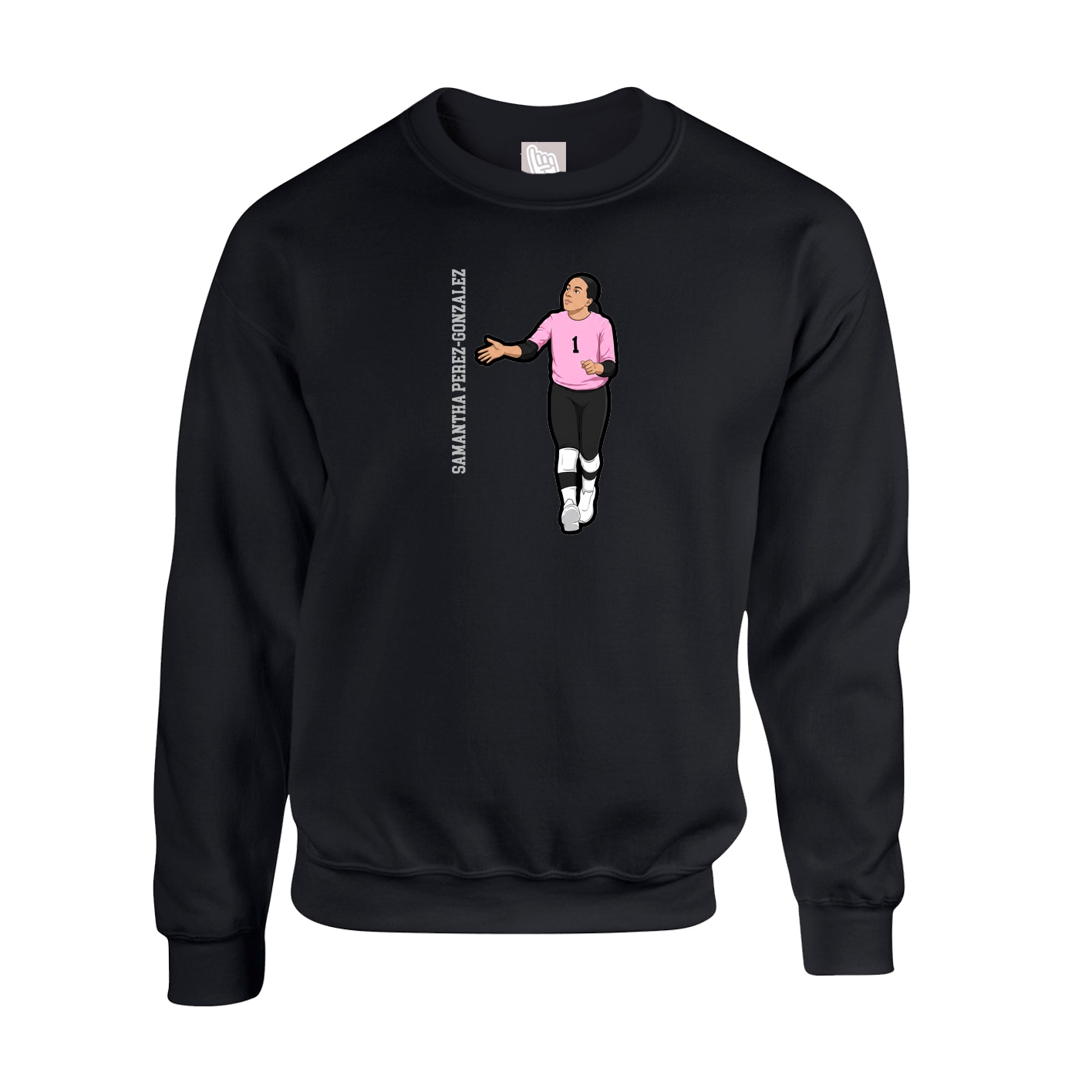 Fleece Crew — Name Vertical in Black