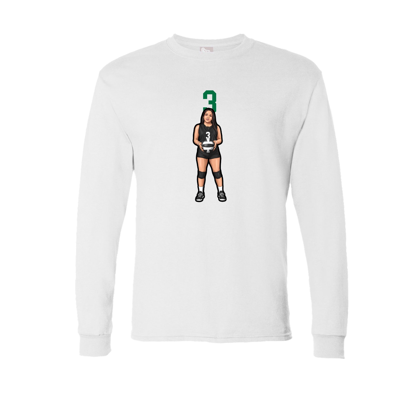 Long Sleeve Tee — Number Top in White