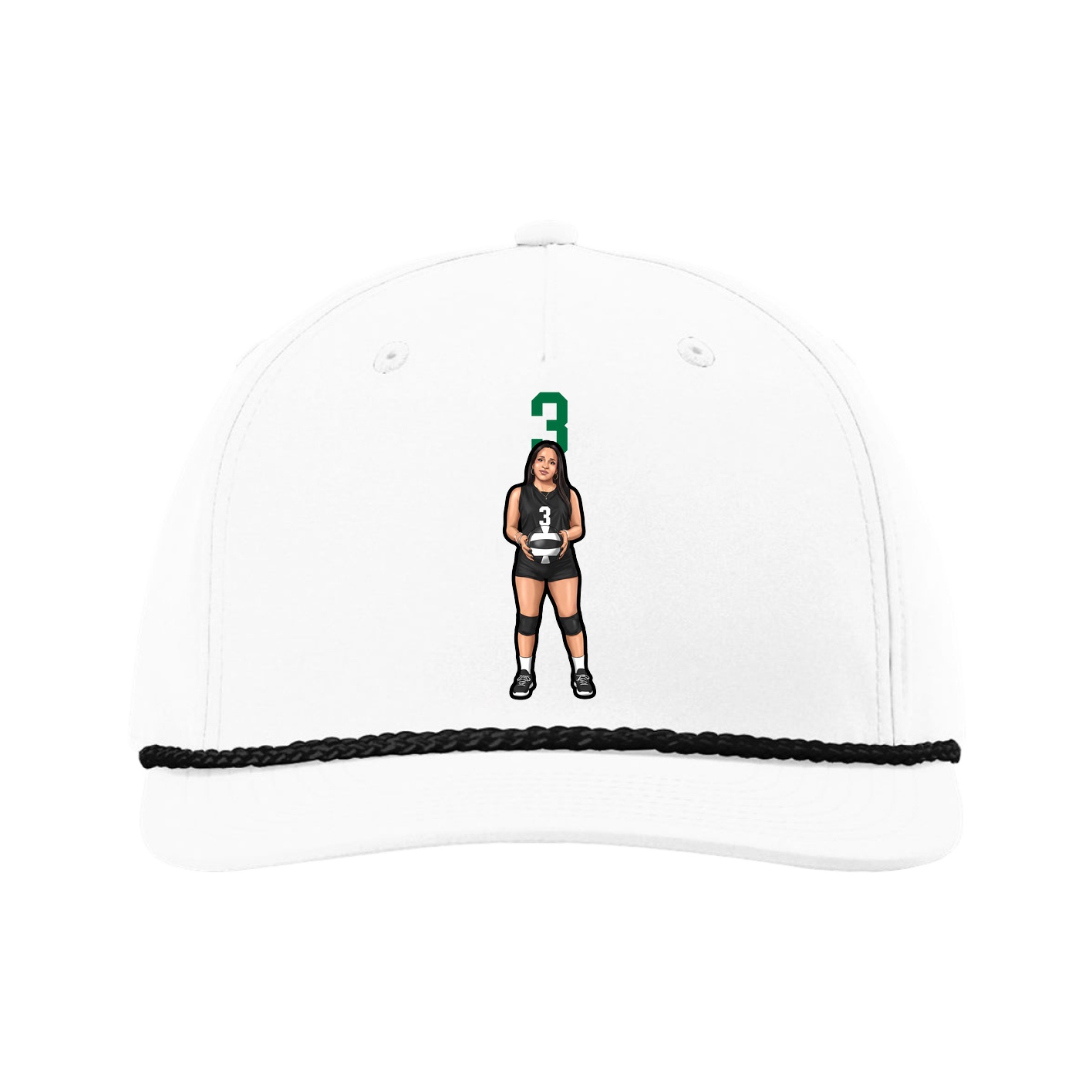 Five-Panel Classic Rope Cap — Number Top in White
