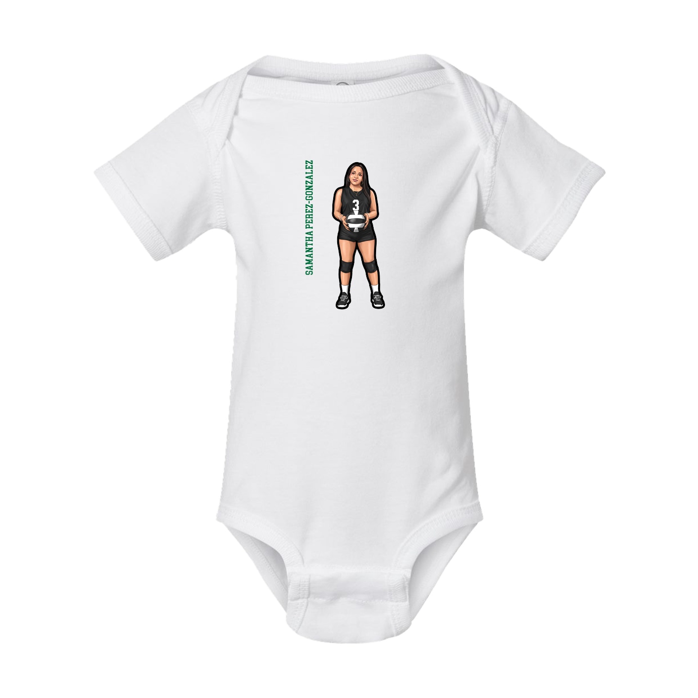 Baby Onesie — Name Vertical in White