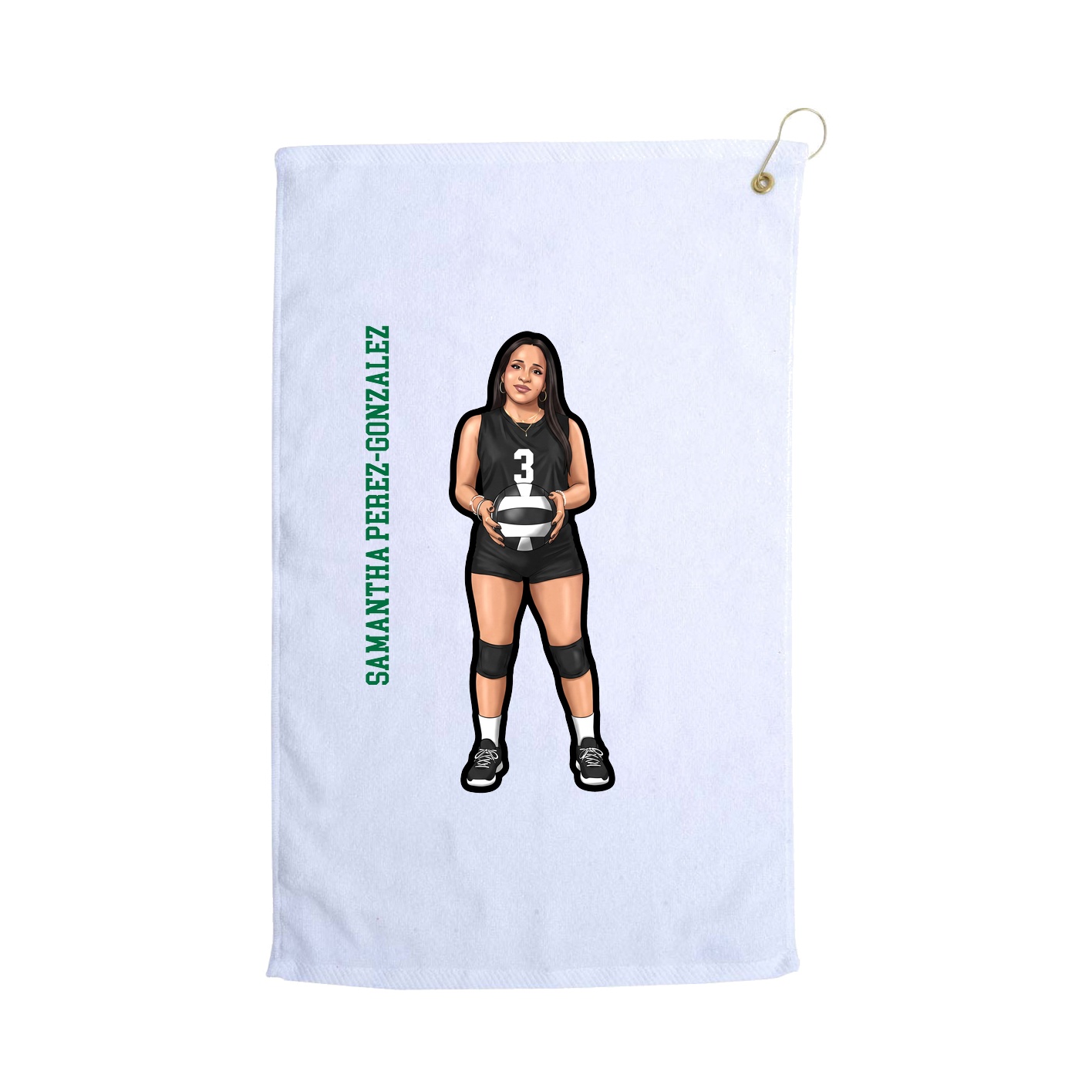 Golf Towel — Name Vertical in White