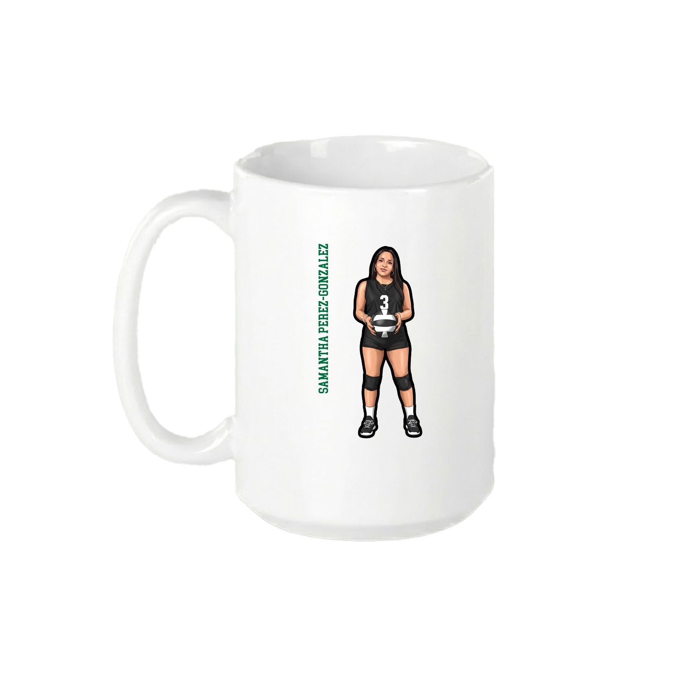15oz Coffee Mug — Name Vertical in White