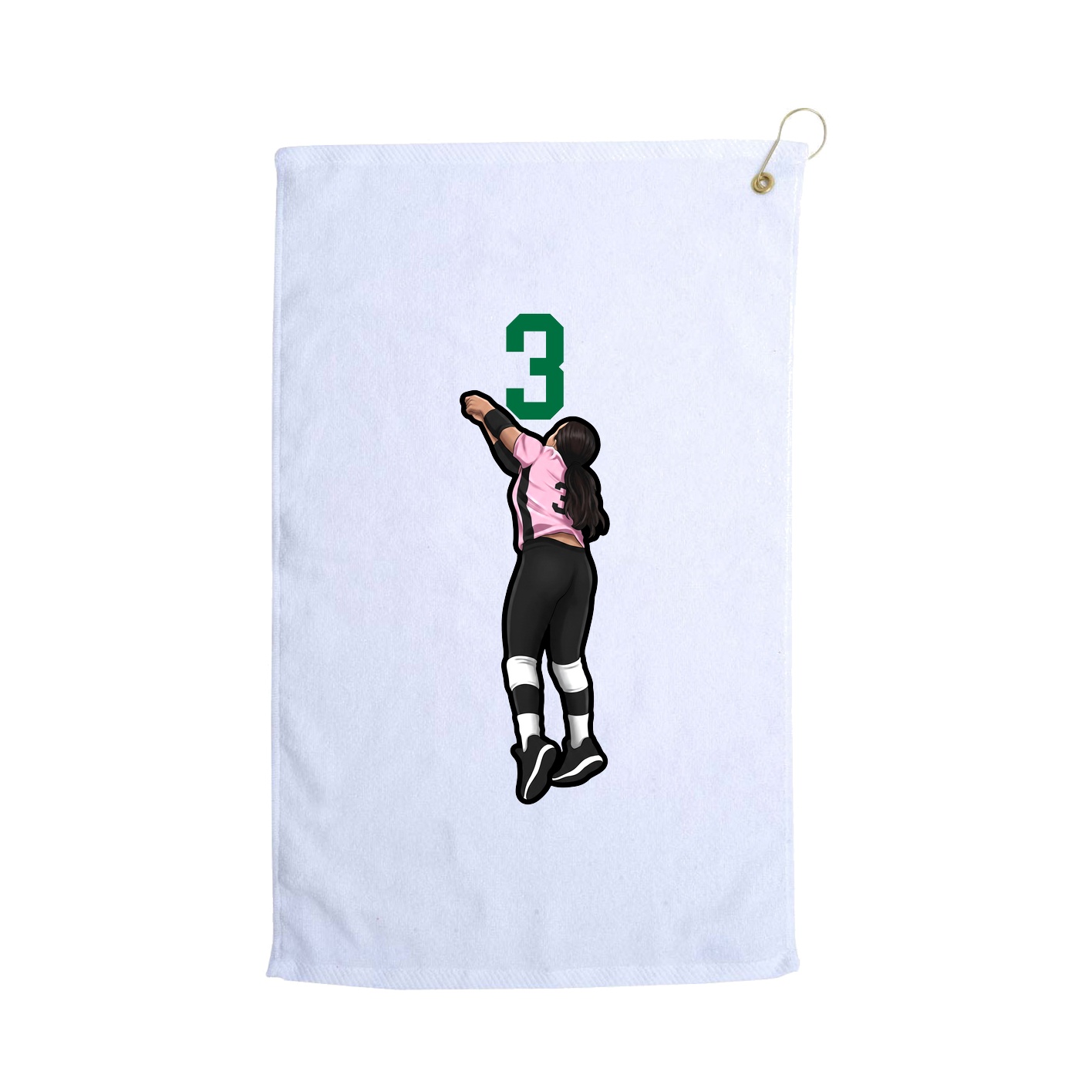 Golf Towel — Number Top in White