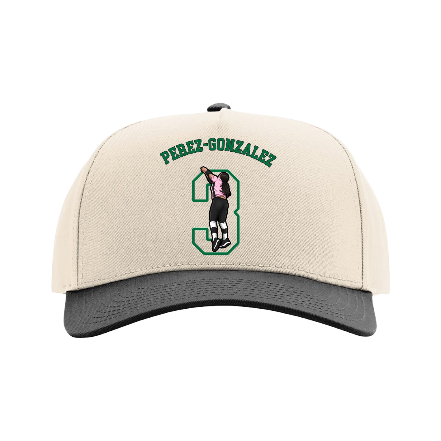 Full Fabric Five-Panel Champ Cap — Shirsey Arch in Cream/Black