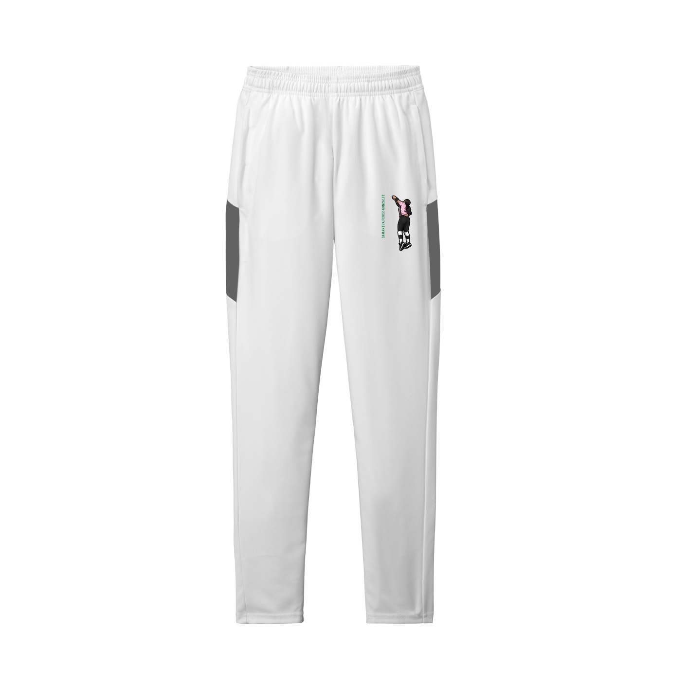 Team Travel Pant — Name Vertical in White/Grey