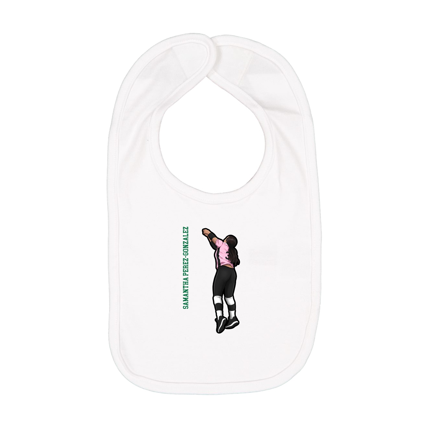 Infant Bib — Name Vertical in White