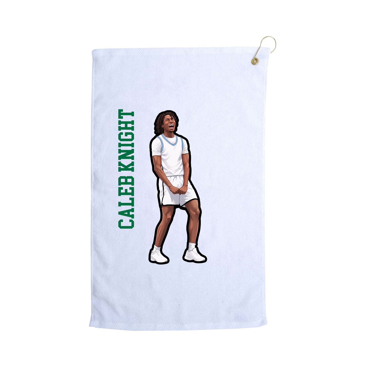 Golf Towel — Name Vertical in White
