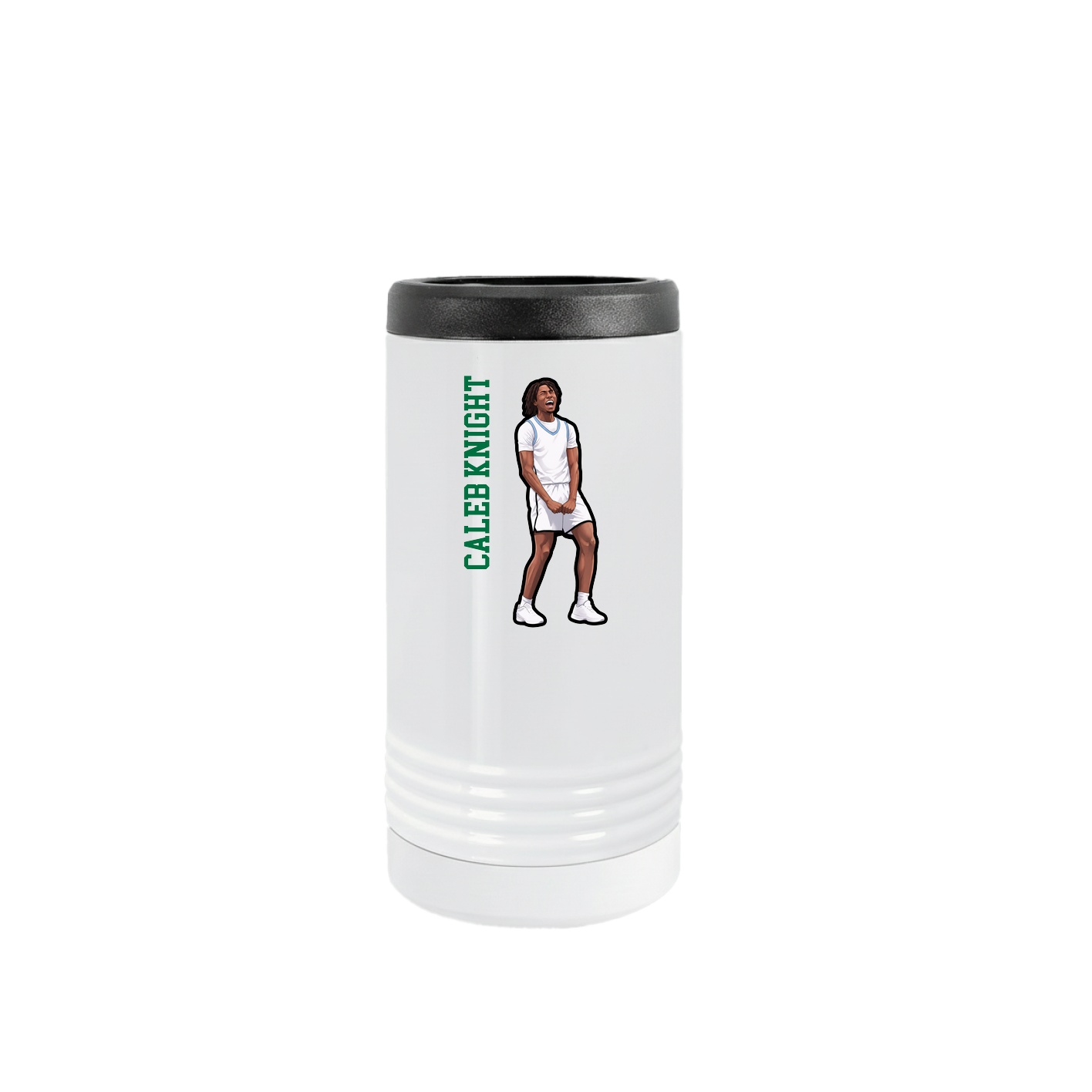 Slim Beverage Holder — Name Vertical in White