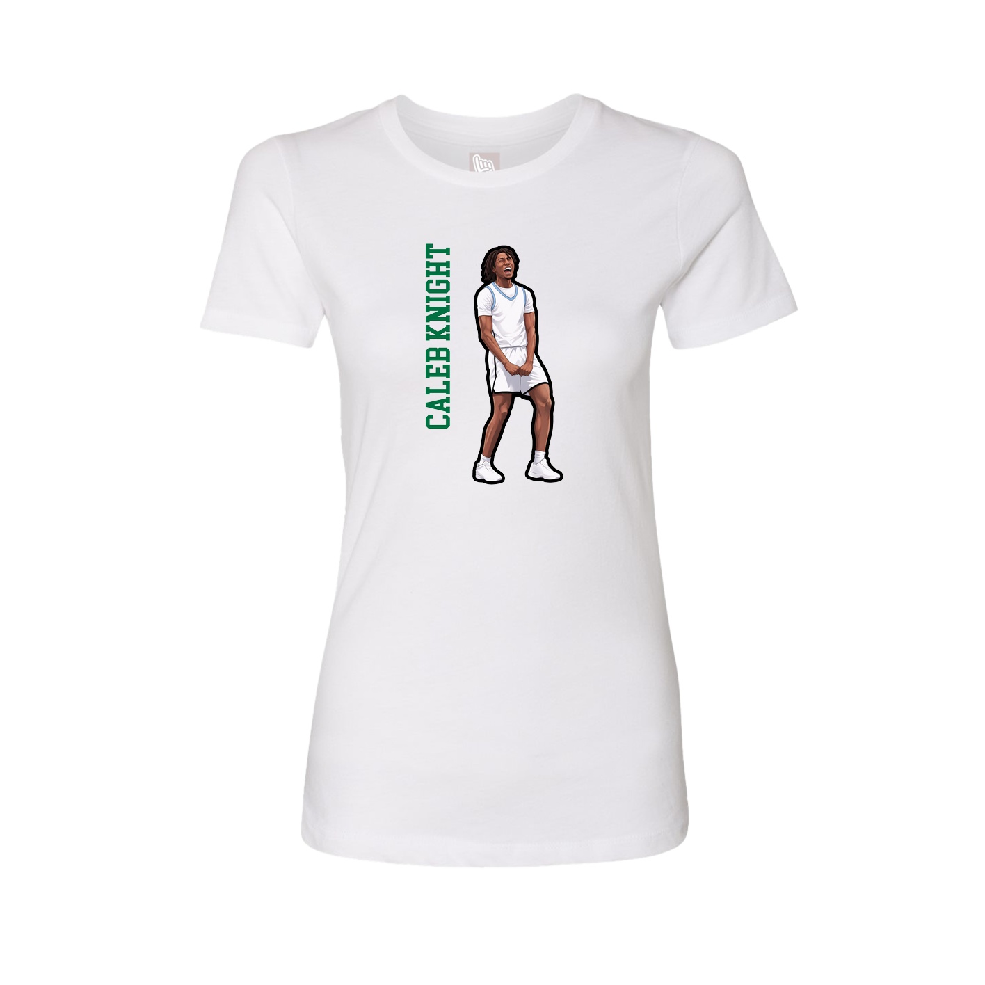 Fitted Women's Tee — Name Vertical in White