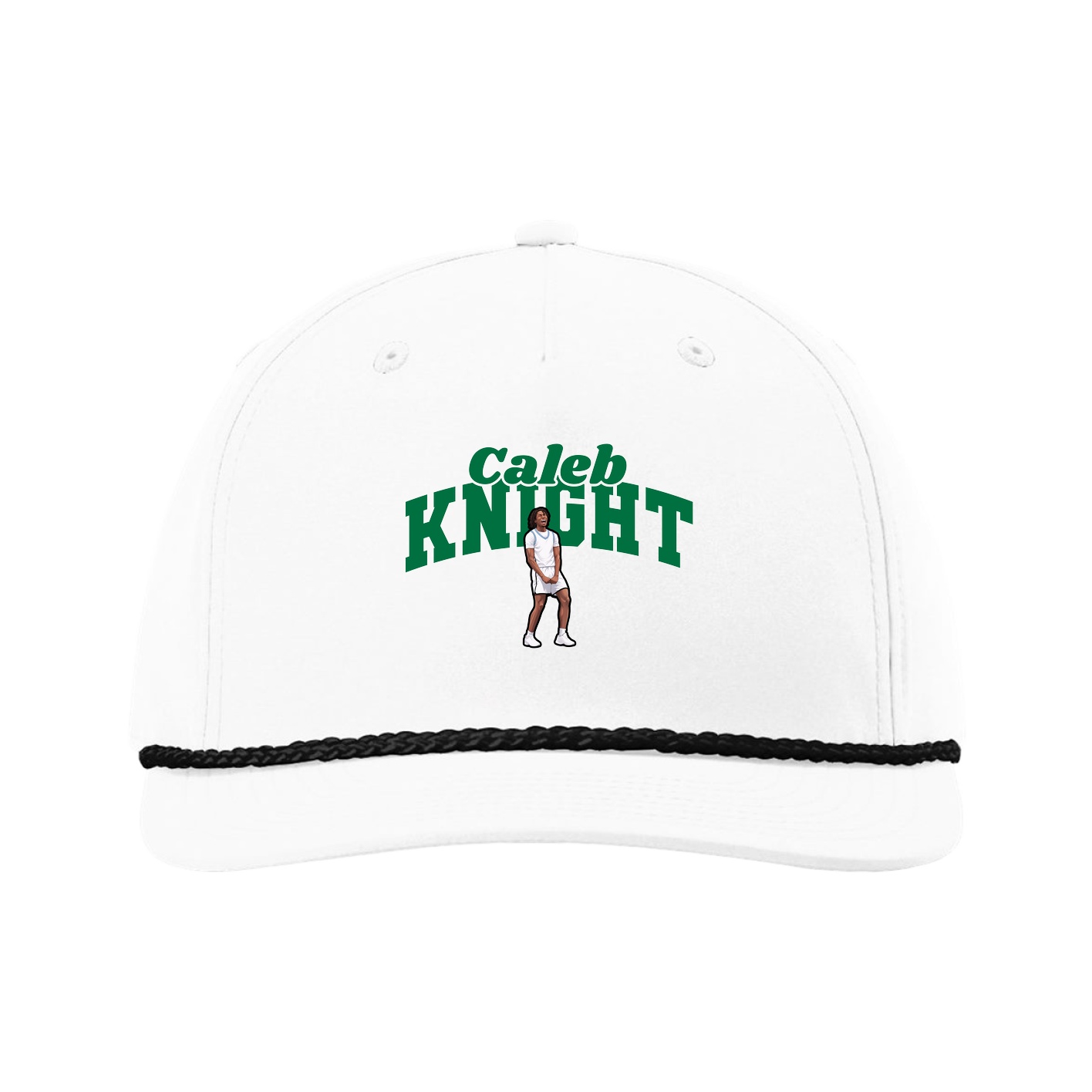 Five-Panel Classic Rope Cap — Signature Arch in White