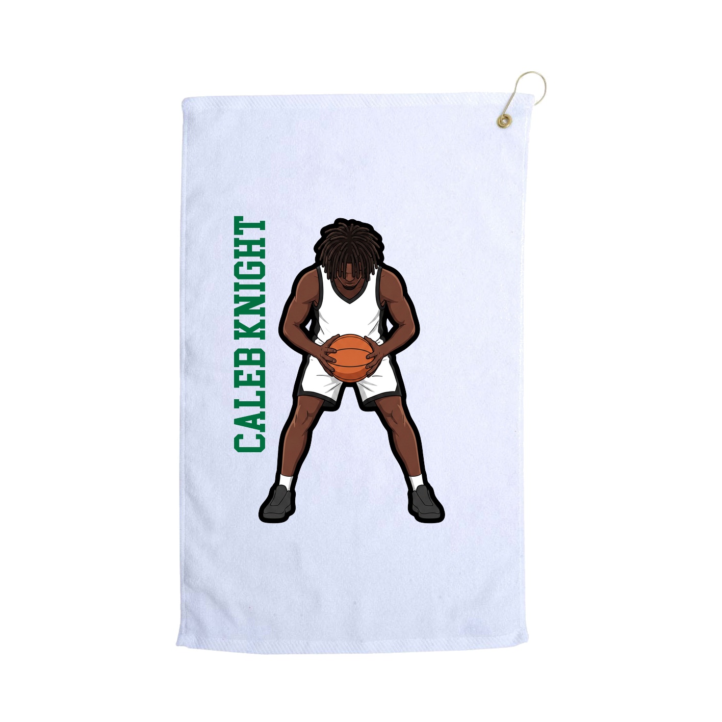 Golf Towel — Name Vertical in White