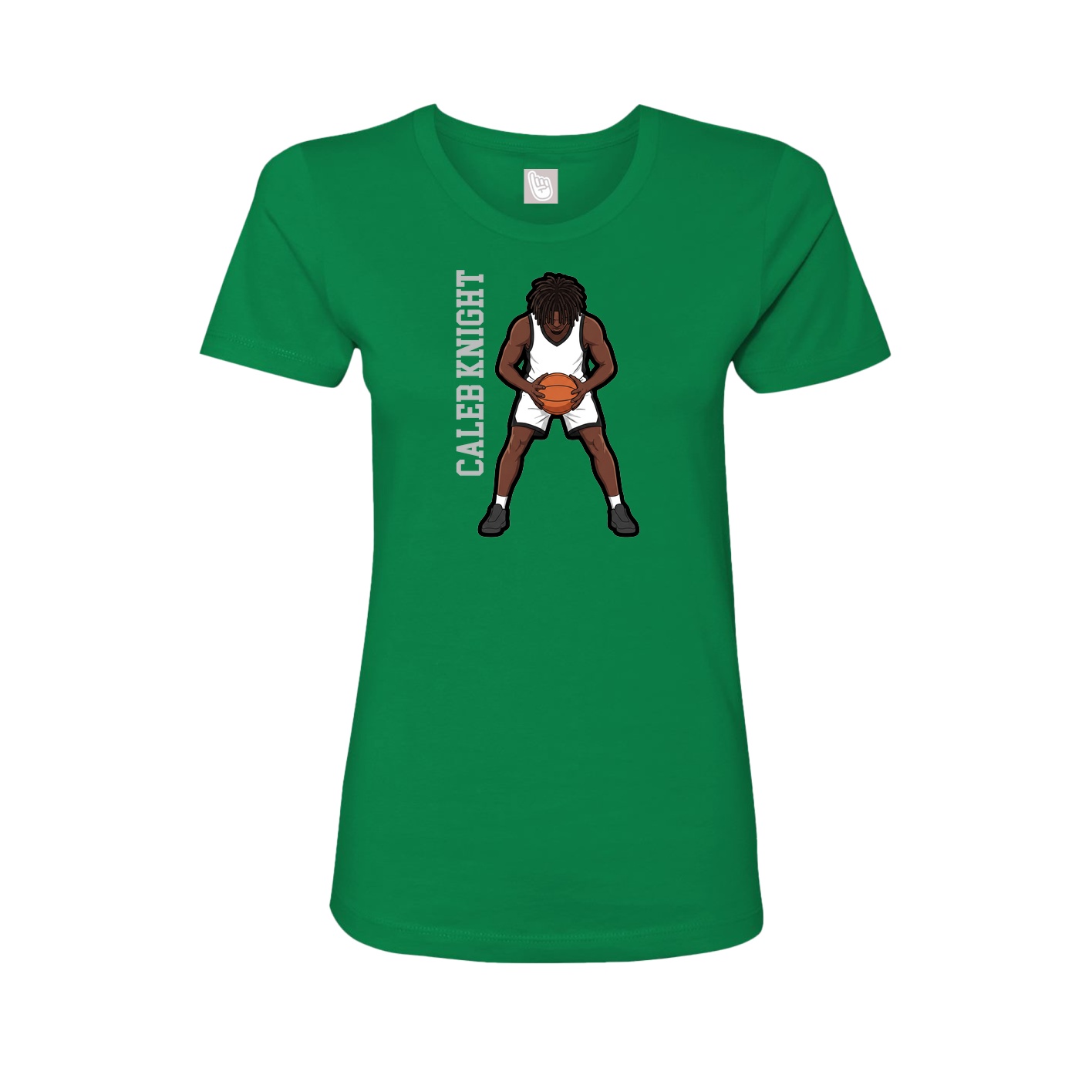 Fitted Women's Tee — Name Vertical in Green