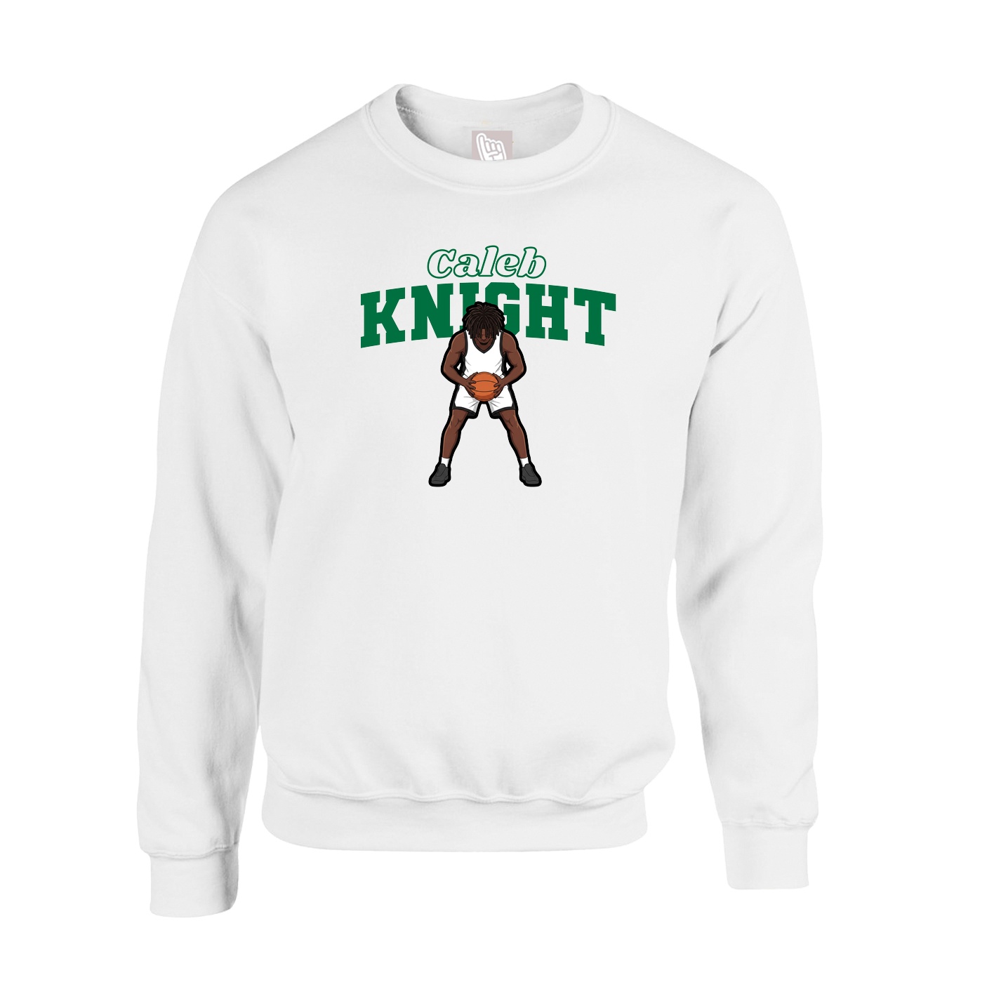 Fleece Crew — Name Arch in White
