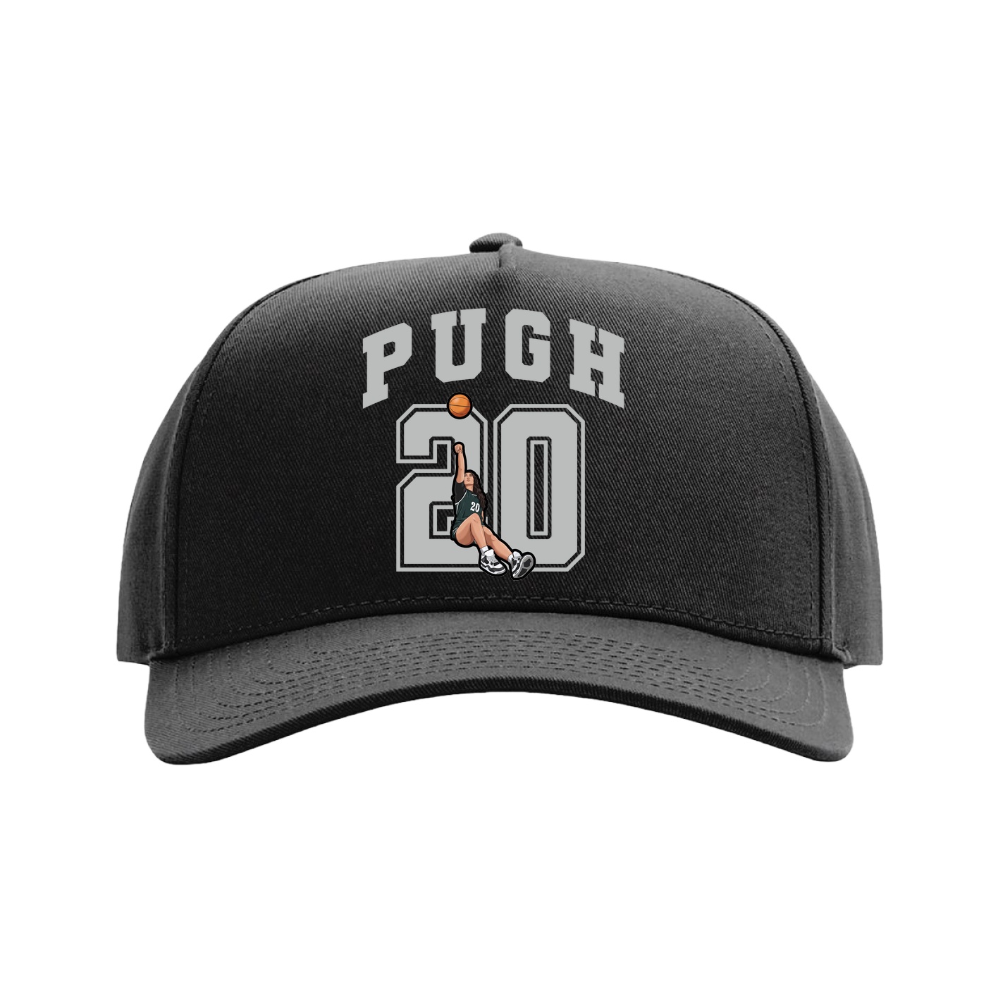 Full Fabric Five-Panel Champ Cap — Number in Black