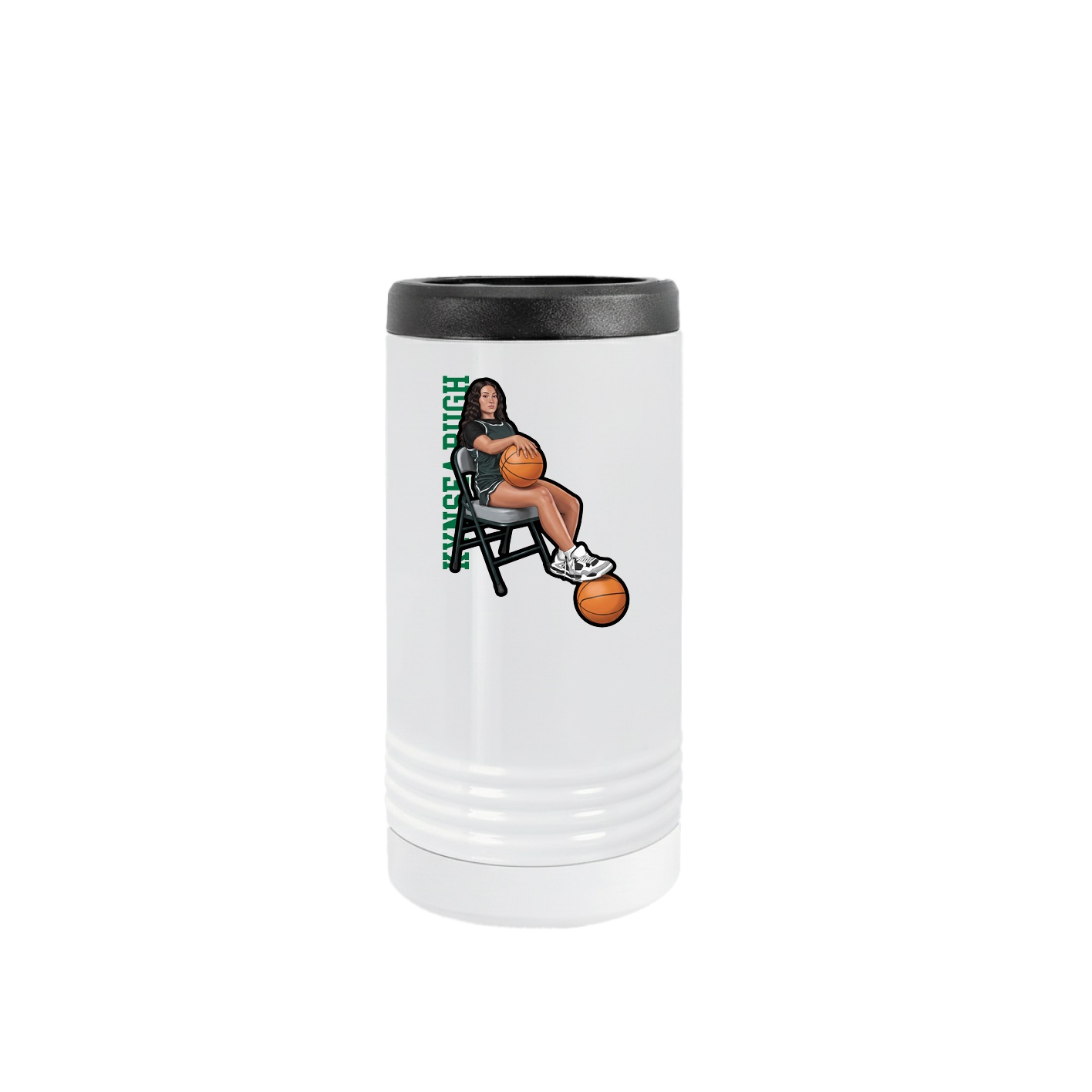 Slim Beverage Holder — Name Vertical in White