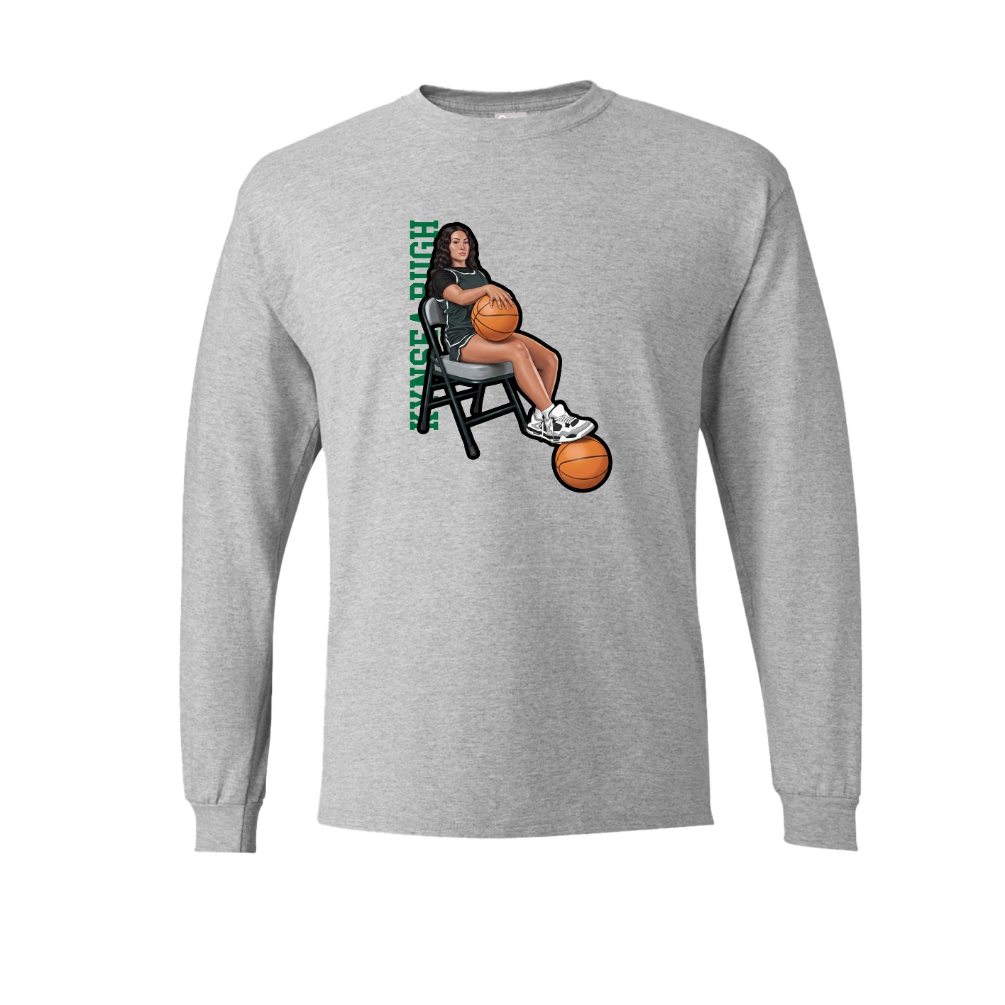Long Sleeve Tee — Name Vertical in Grey