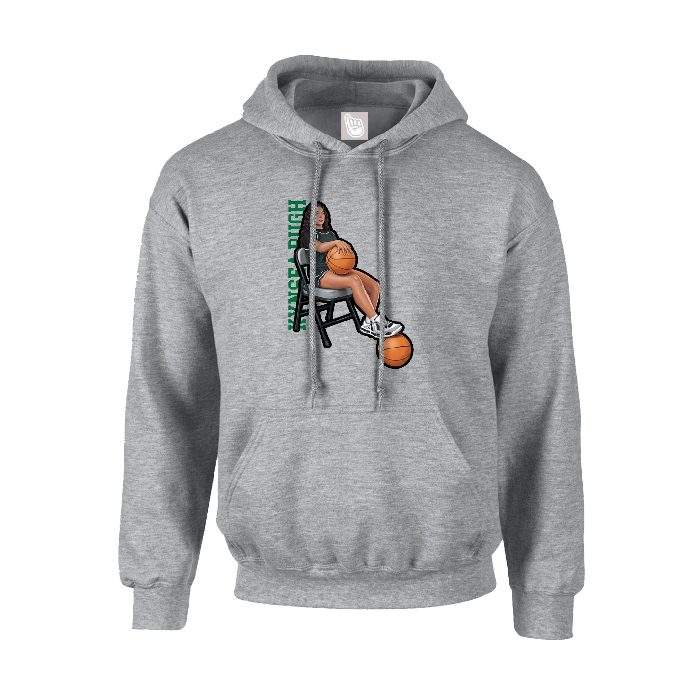 Youth Hoodie — Name Vertical in Grey