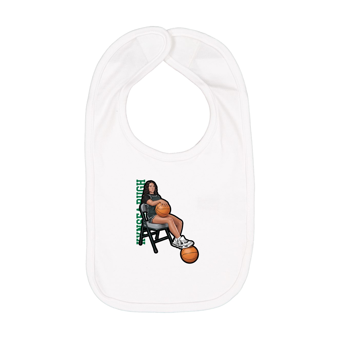 Infant Bib — Name Vertical in White