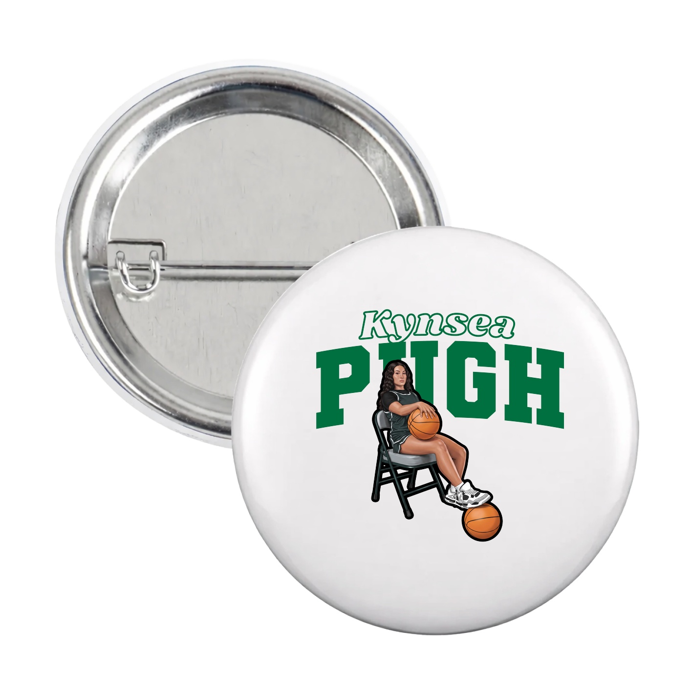 Game Day Button — Name Arch in White