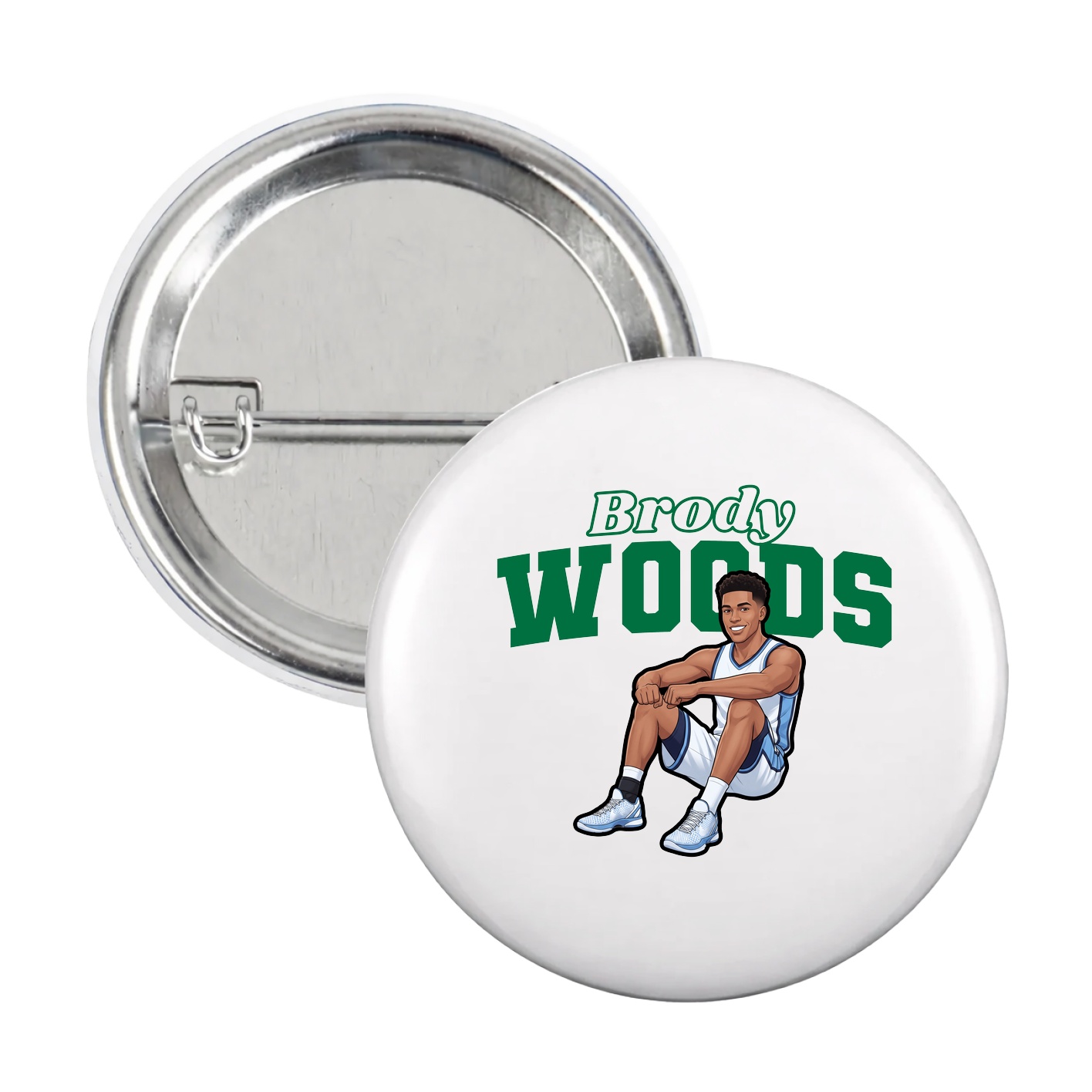 Game Day Button — Name Arch in White
