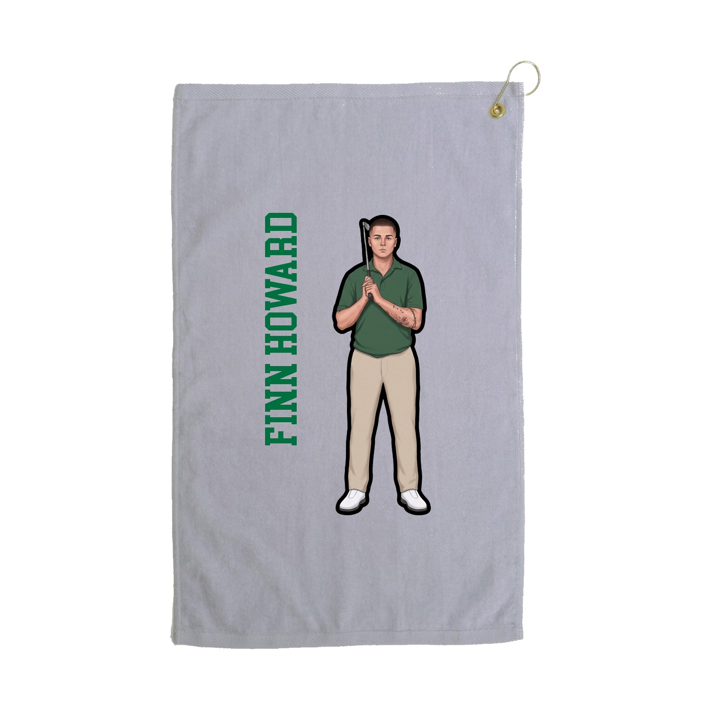 Golf Towel — Name Vertical in Grey