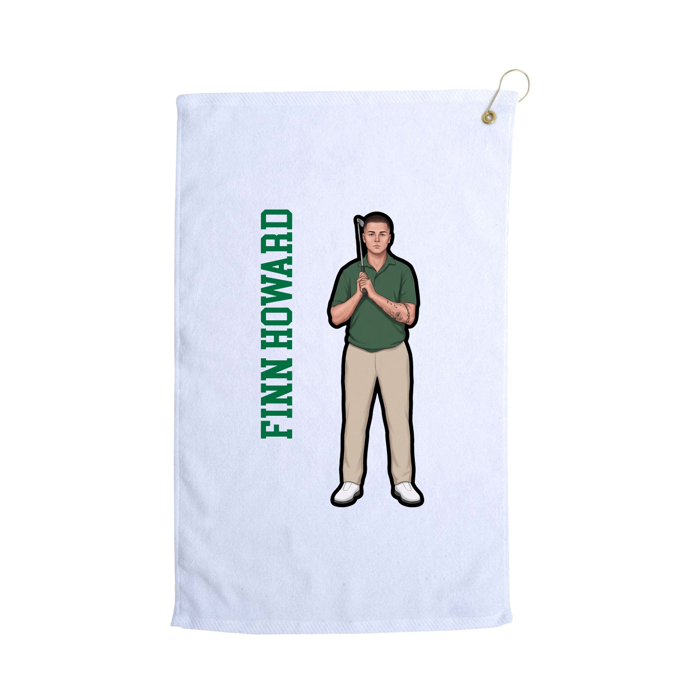 Golf Towel — Name Vertical in White