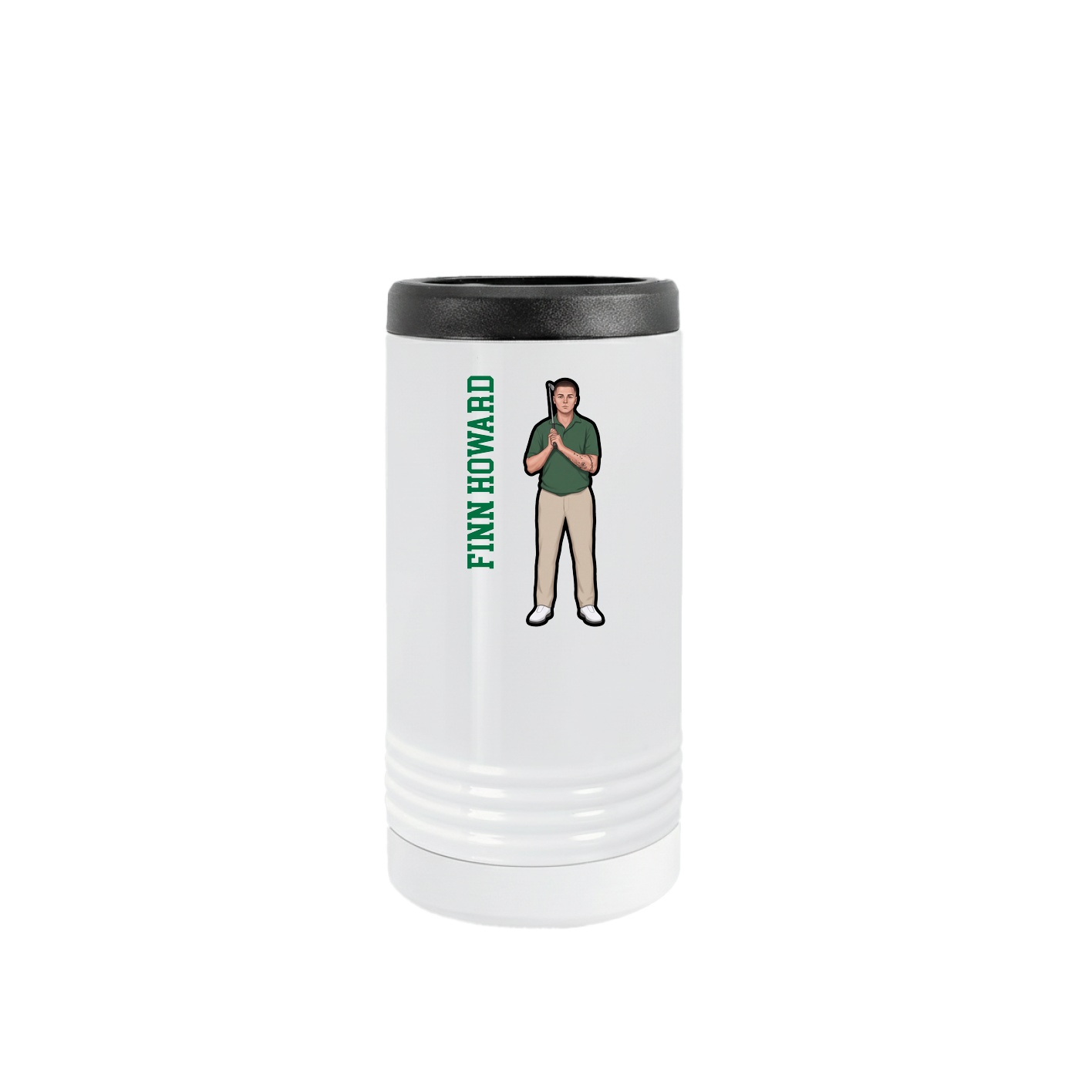 Slim Beverage Holder — Name Vertical in White
