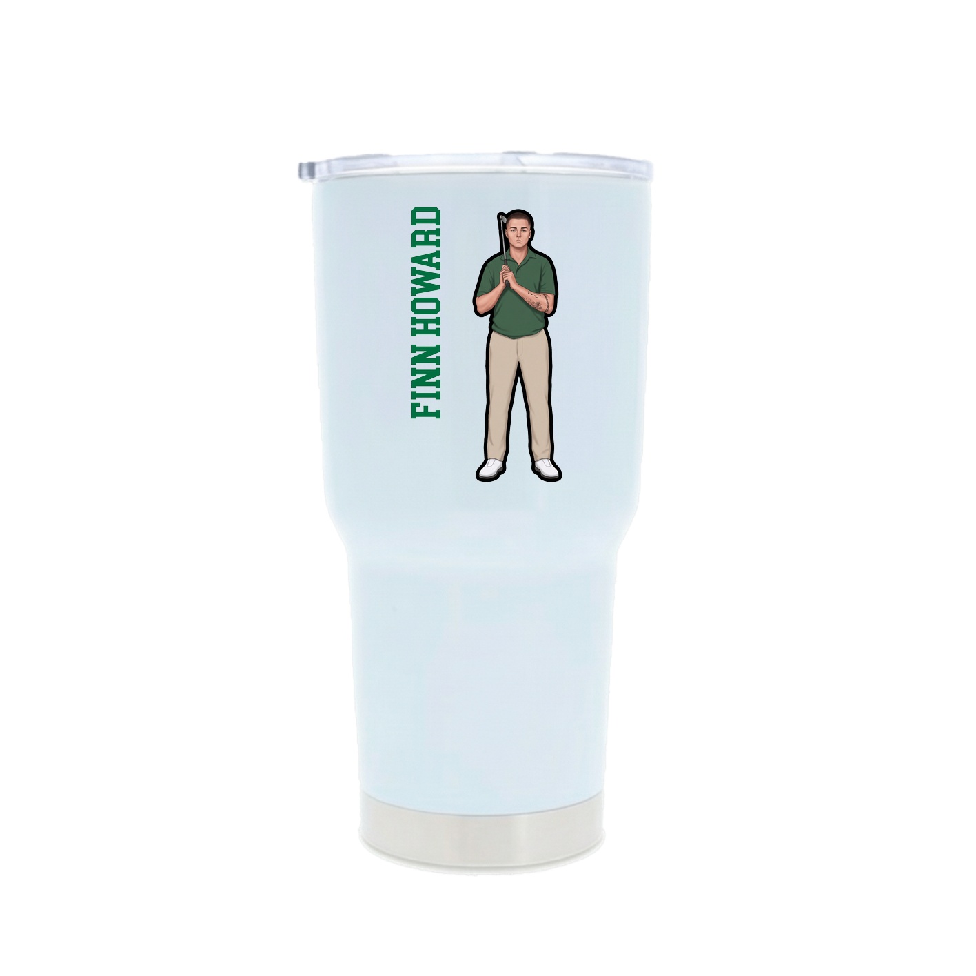30oz Stainless Steel Tumbler — Name Vertical in White