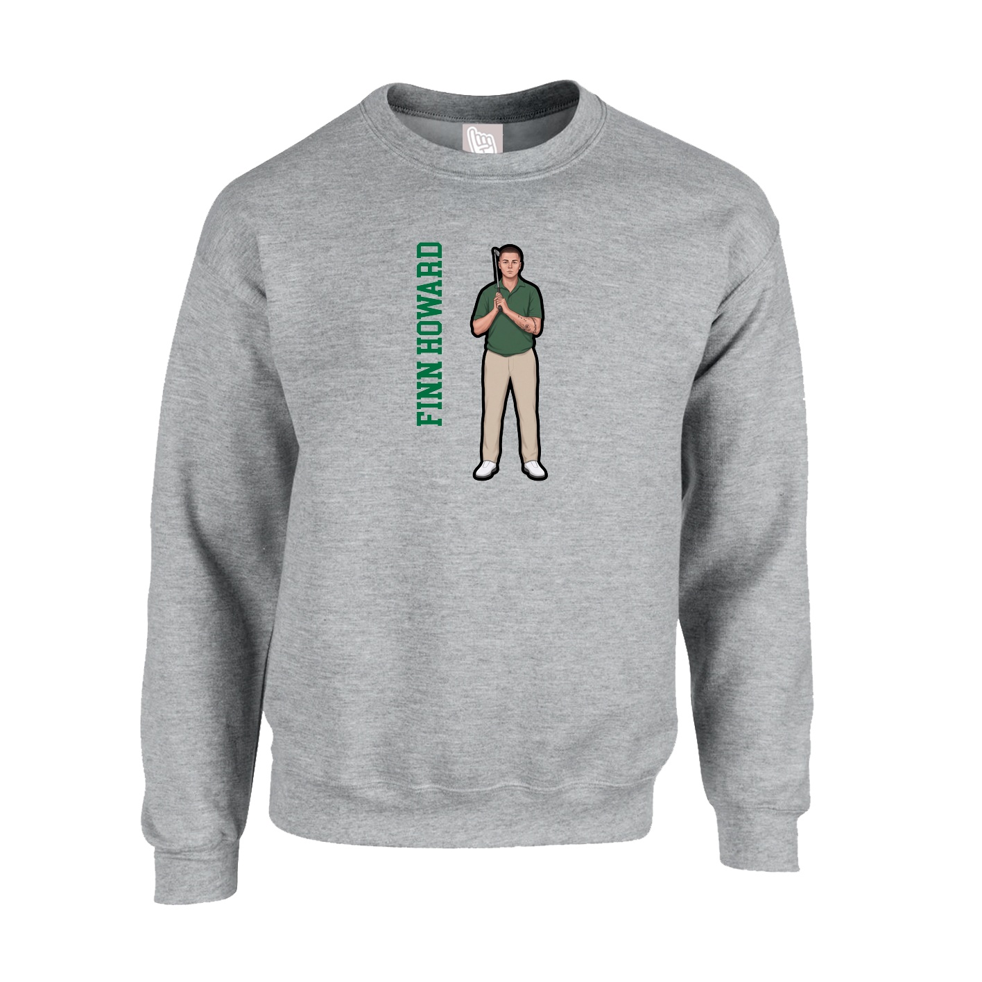 Fleece Crew — Name Vertical in Grey
