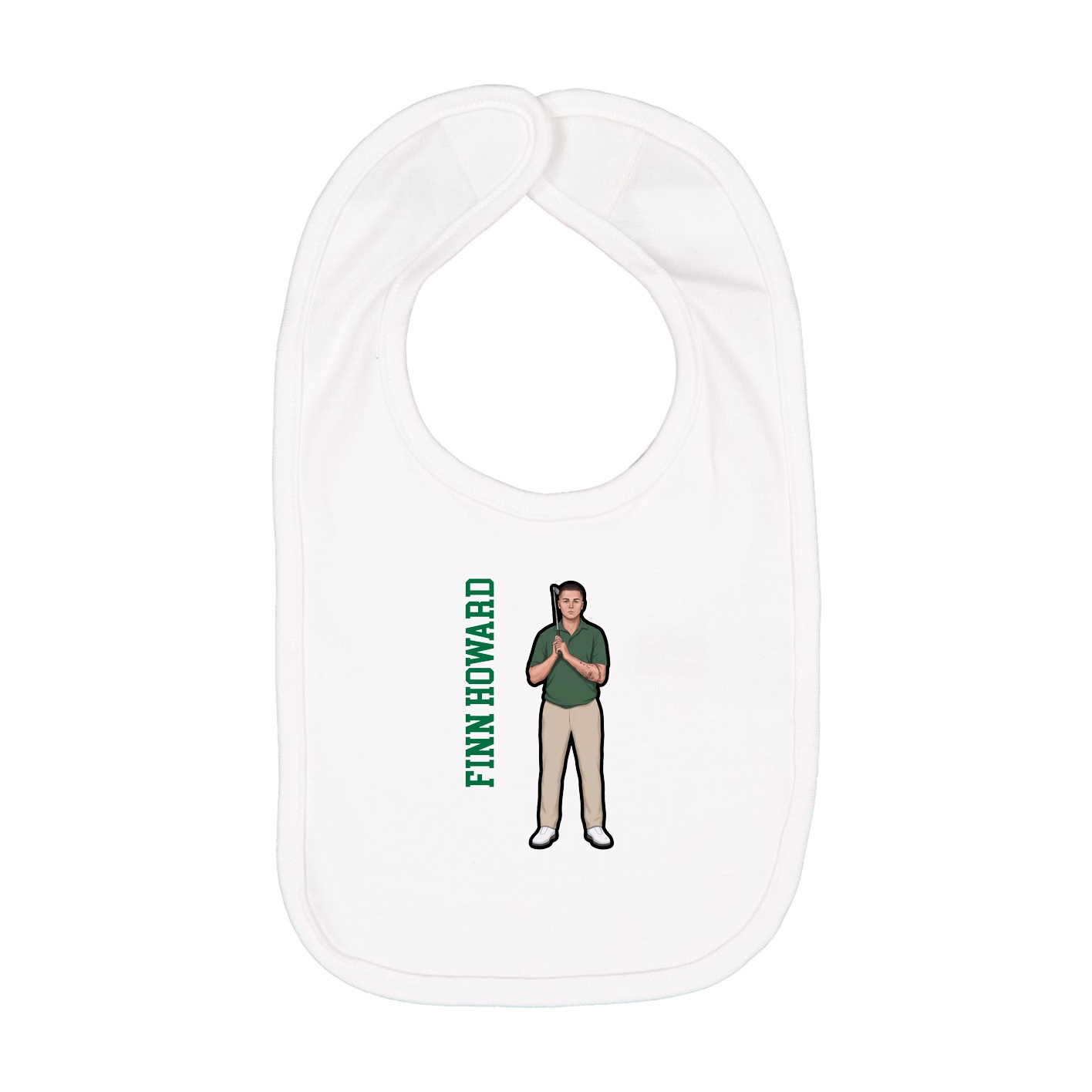 Infant Bib — Name Vertical in White