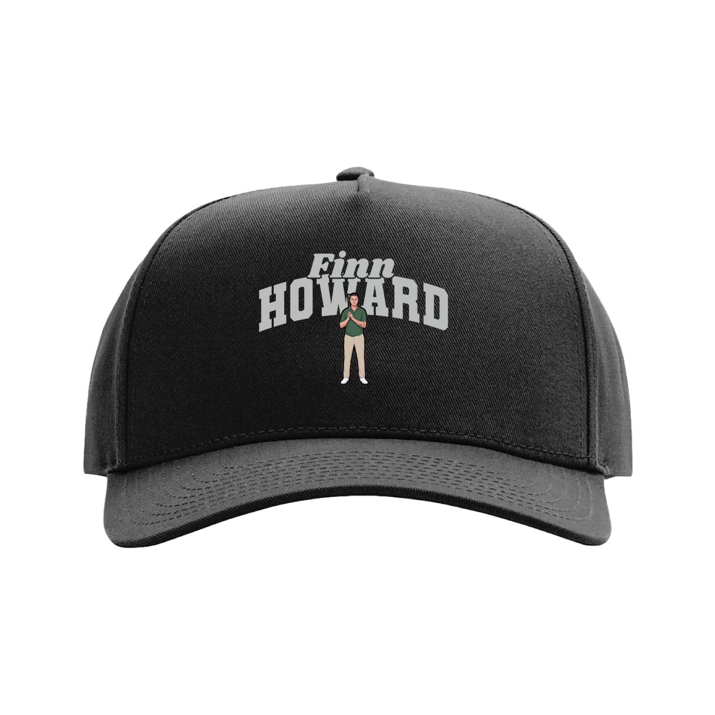 Full Fabric Five-Panel Champ Cap — Signature Arch in Black