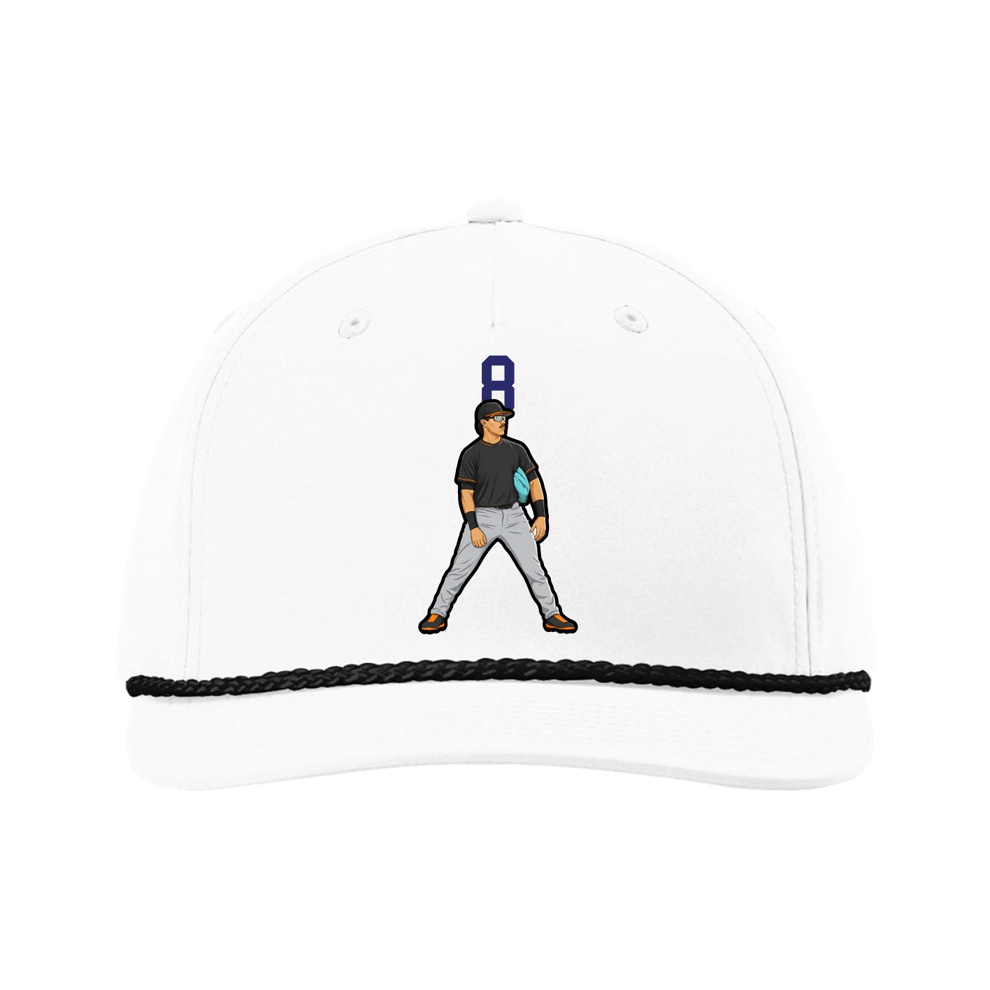 Five-Panel Classic Rope Cap — Number Top in White