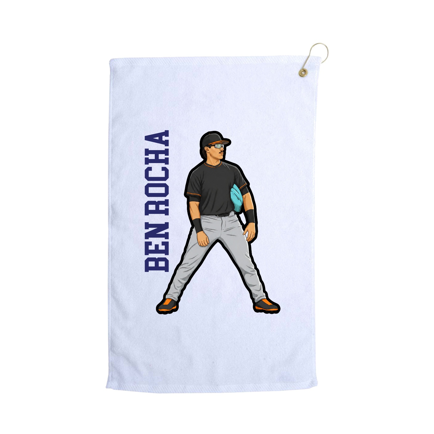 Golf Towel — Name Vertical in White