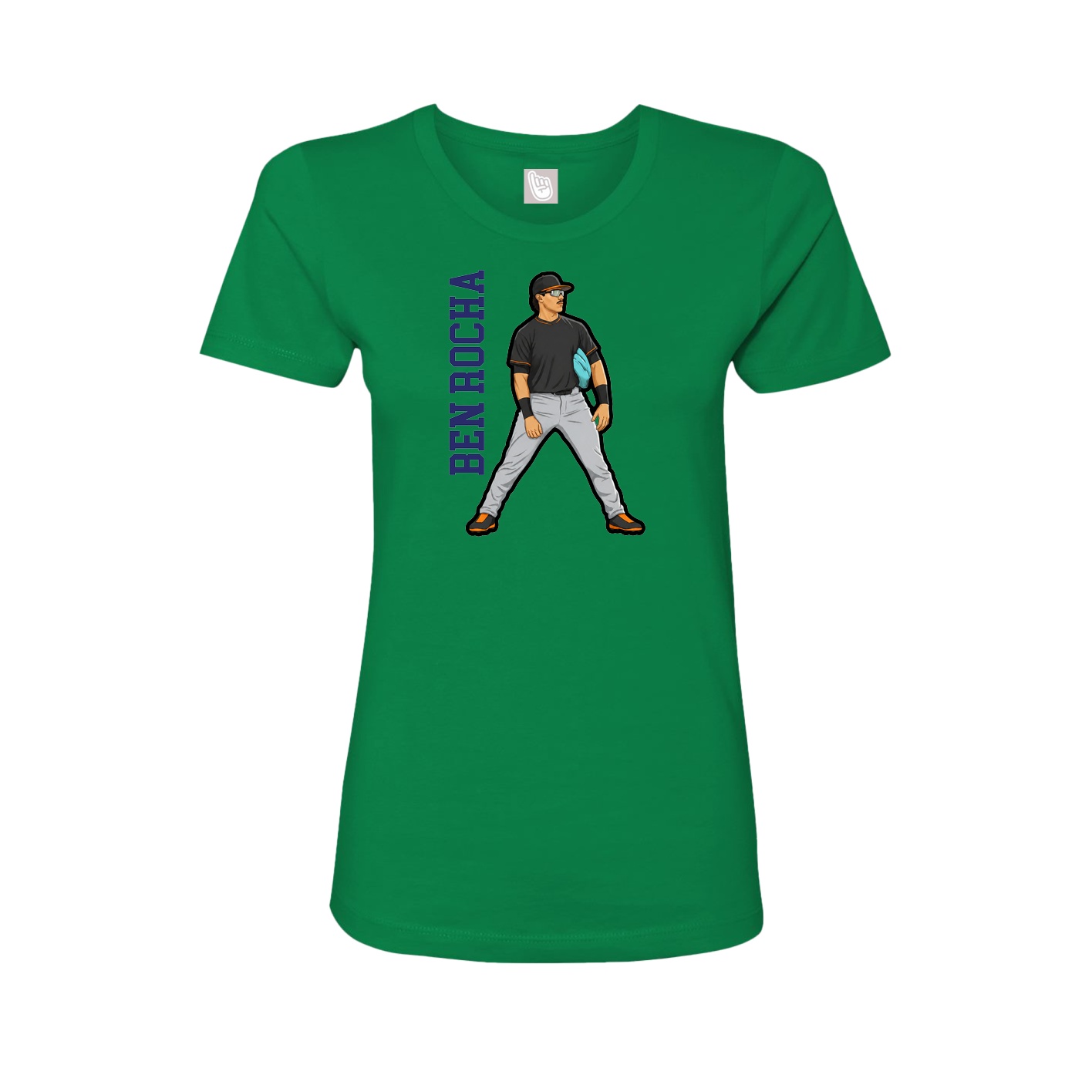 Fitted Women's Tee — Name Vertical in Green